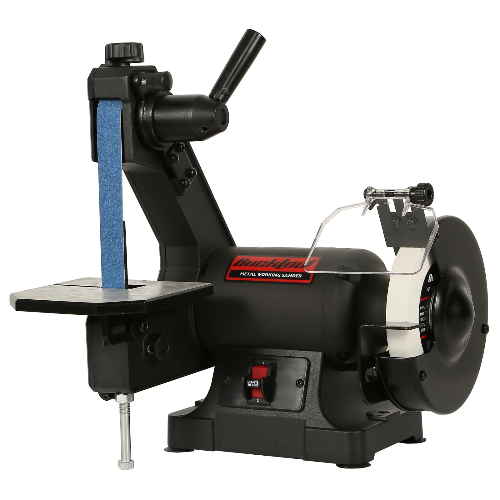 Bucktool Low Speed Bench Belt Grinder Combo - 2.1A 1x30 inch Belt & 6 inch Disc Sander - 1/3 HP for Knife Making, Sharpening, Woodworking, Metalworking - Perfect for DIY Projects, Home Workshops & Professional Metal Fabrication
