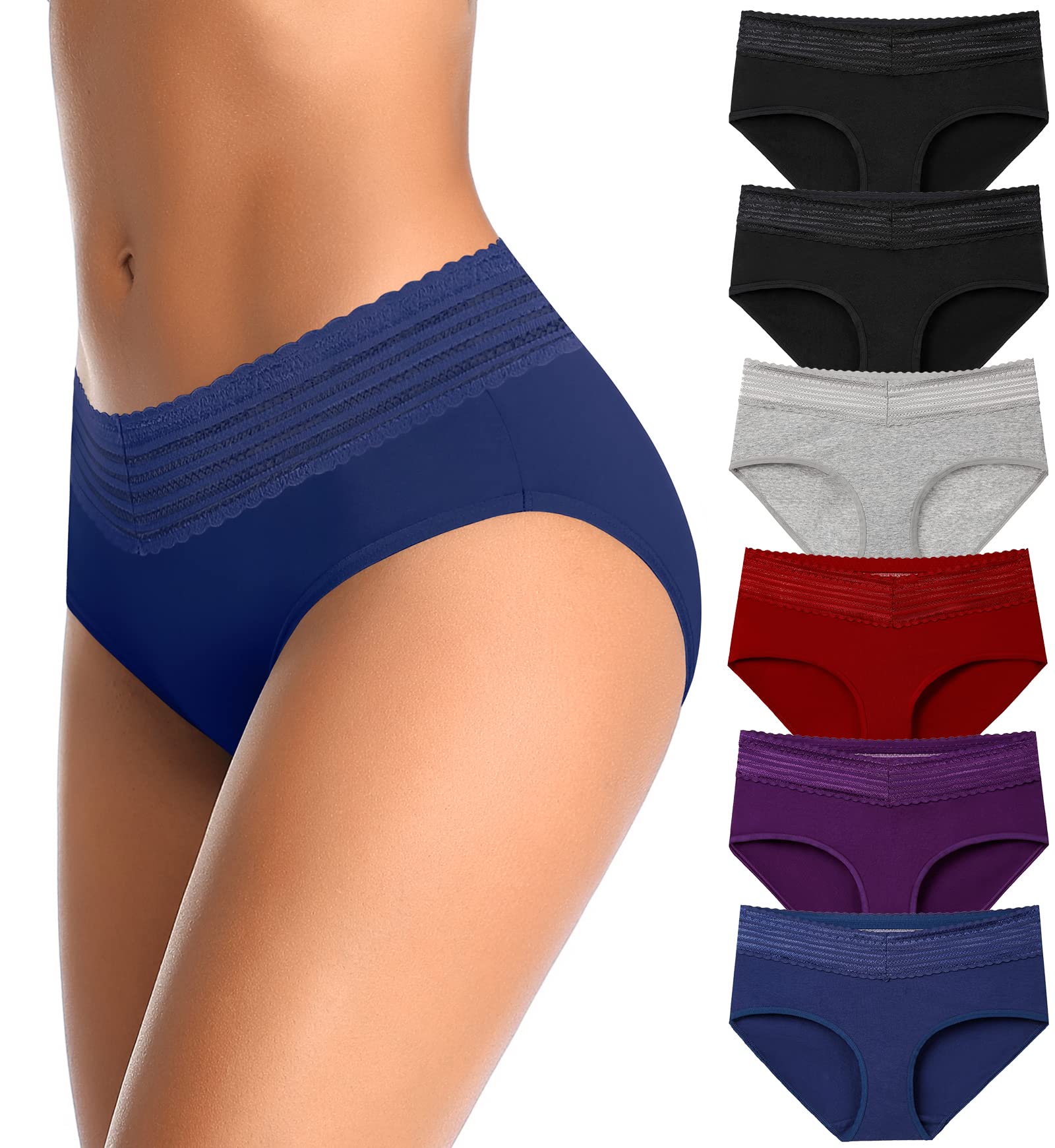 **K-CHEONY Women's Cotton Underwear - Soft Lace Bikini Briefs, Comfortable Hipster Panties for Ladies | Perfect for Daily Wear, Sleep & Lounge**