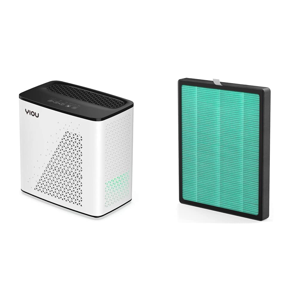 YIOU HEPA Air Purifier with Replacement Filter Bundle - Eliminate Odors, Dust, Pollen & Allergens for Home, Office & Bedroom | Quiet Air Cleaner for Allergy & Asthma Relief