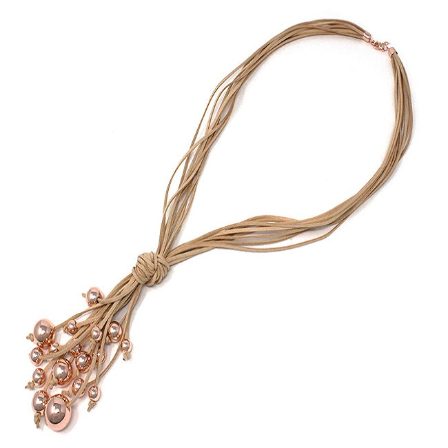 Rose Gold CCB Necklace Set with Suede Cord - Elegant Layering Jewelry for Women, Perfect for Everyday Wear & Special Occasions