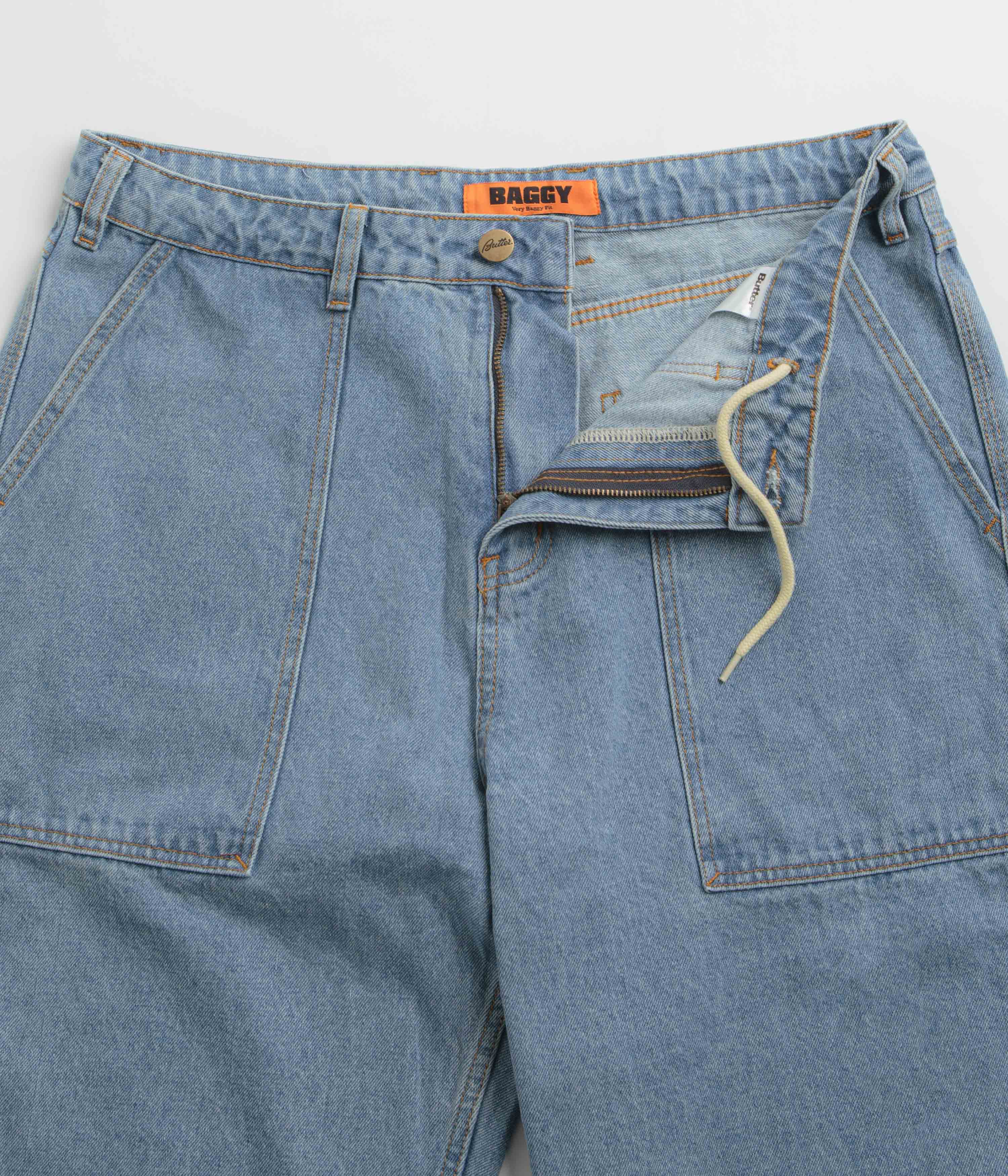 Butter Goods Patch Pocket Jeans - Washed Indigo Denim Pants for Men | Casual Streetwear & Everyday Wear