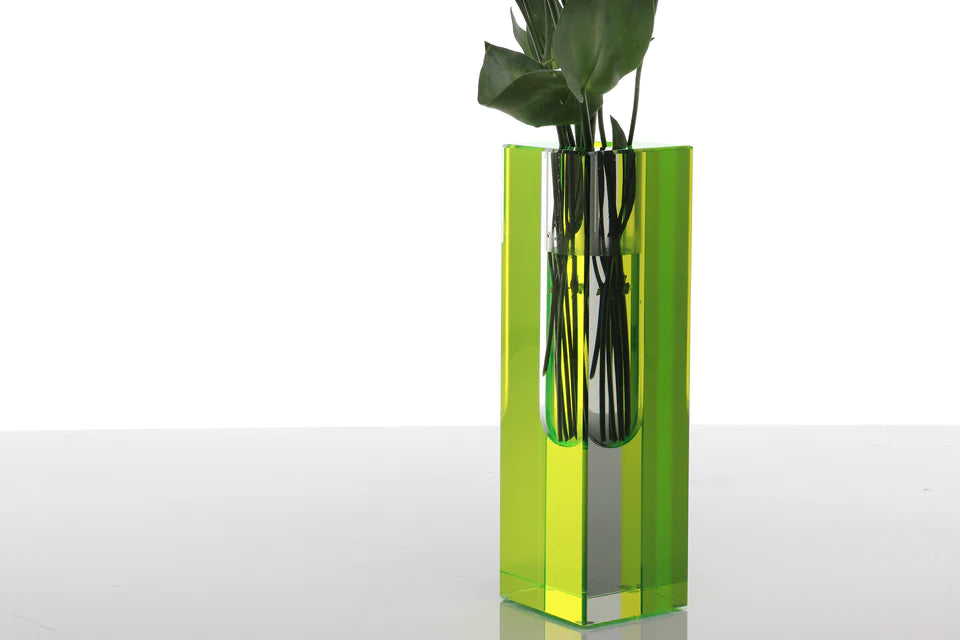 Alexandra Von Furstenberg Eclipse Vase - Tall Green Limited Edition Glass Vase for Home Decor, Wedding Centerpiece & Luxury Gift