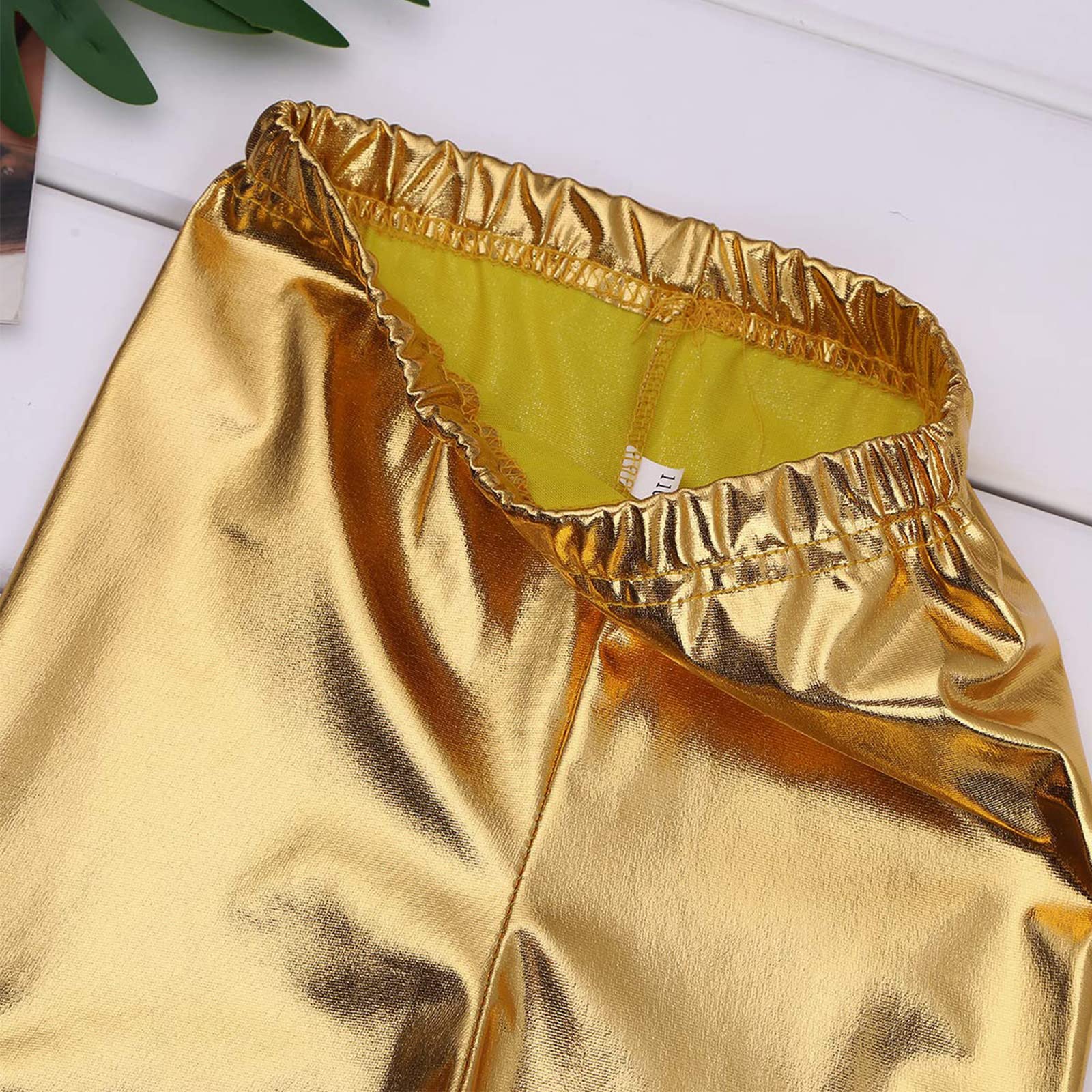 Kids Girls Boys Metallic Leggings Pants - Modern Hip Hop Street Dance Performance Costume Trousers for Stage Shows, Competitions & Daily Wear