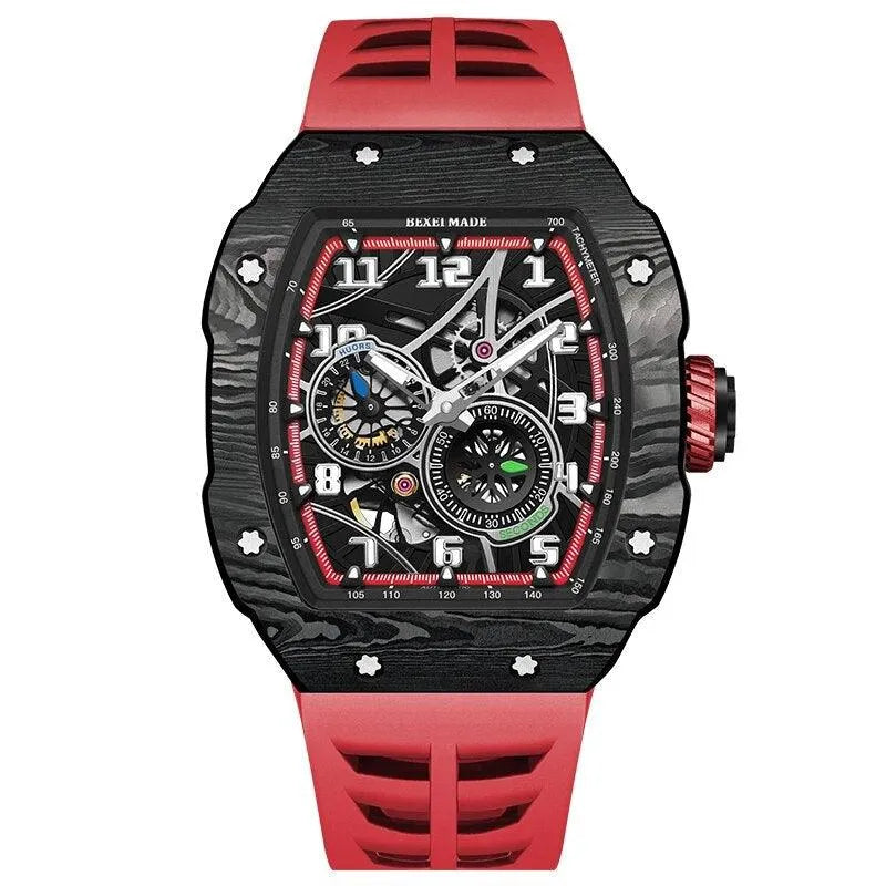 BEXEI 9088 Men's Automatic Watch - Carbon Fiber Case, Miyota 82S7 Movement, Sapphire Crystal, 50M Waterproof, Sporty Wind Design for Outdoor & Business Wear