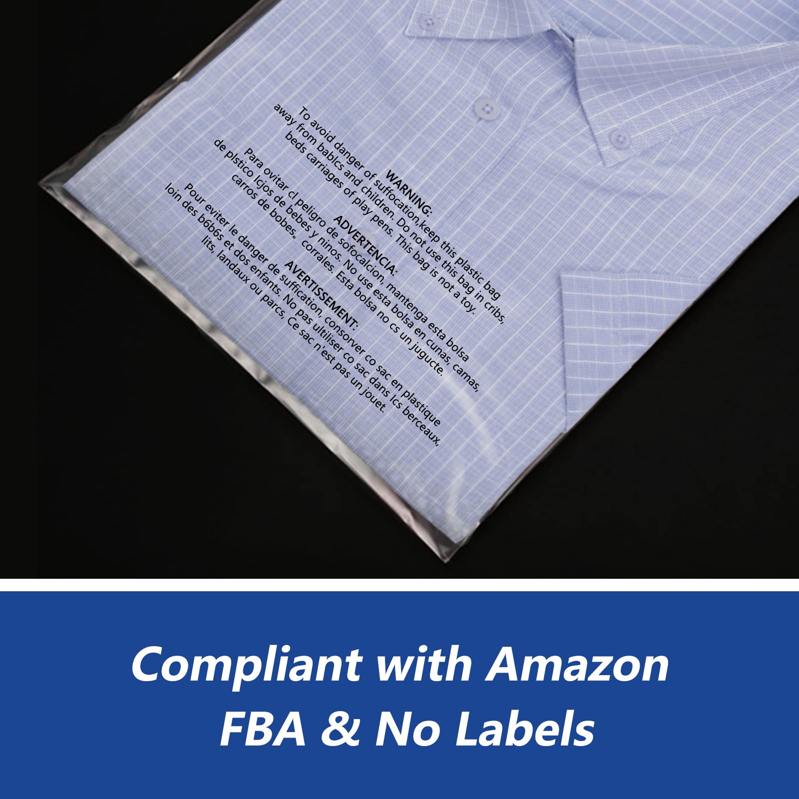 13x15 Inch 1000 Pack Clear Resealable Poly Bags with Suffocation Warning - Perfect for Clothing, Shirts, FBA Packaging & Shipping | Self Seal Adhesive for Secure Storage