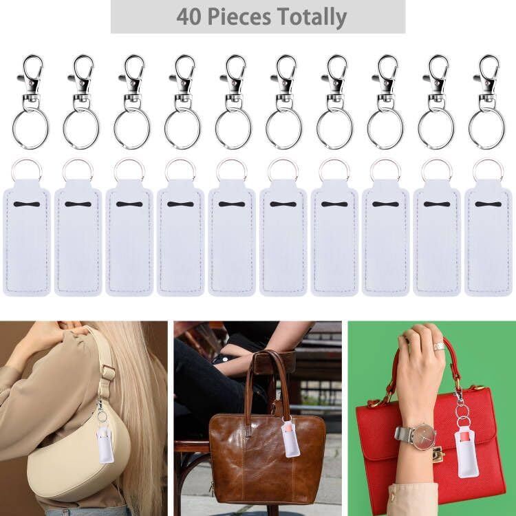 Duufin 20-Piece Chapstick Keychain Holder Set - Lip Balm & Lipstick Organizer with Metal Clip Cords for Purse, Backpack, Gym Bag - Perfect for Travel, School, and Daily Essentials Organization