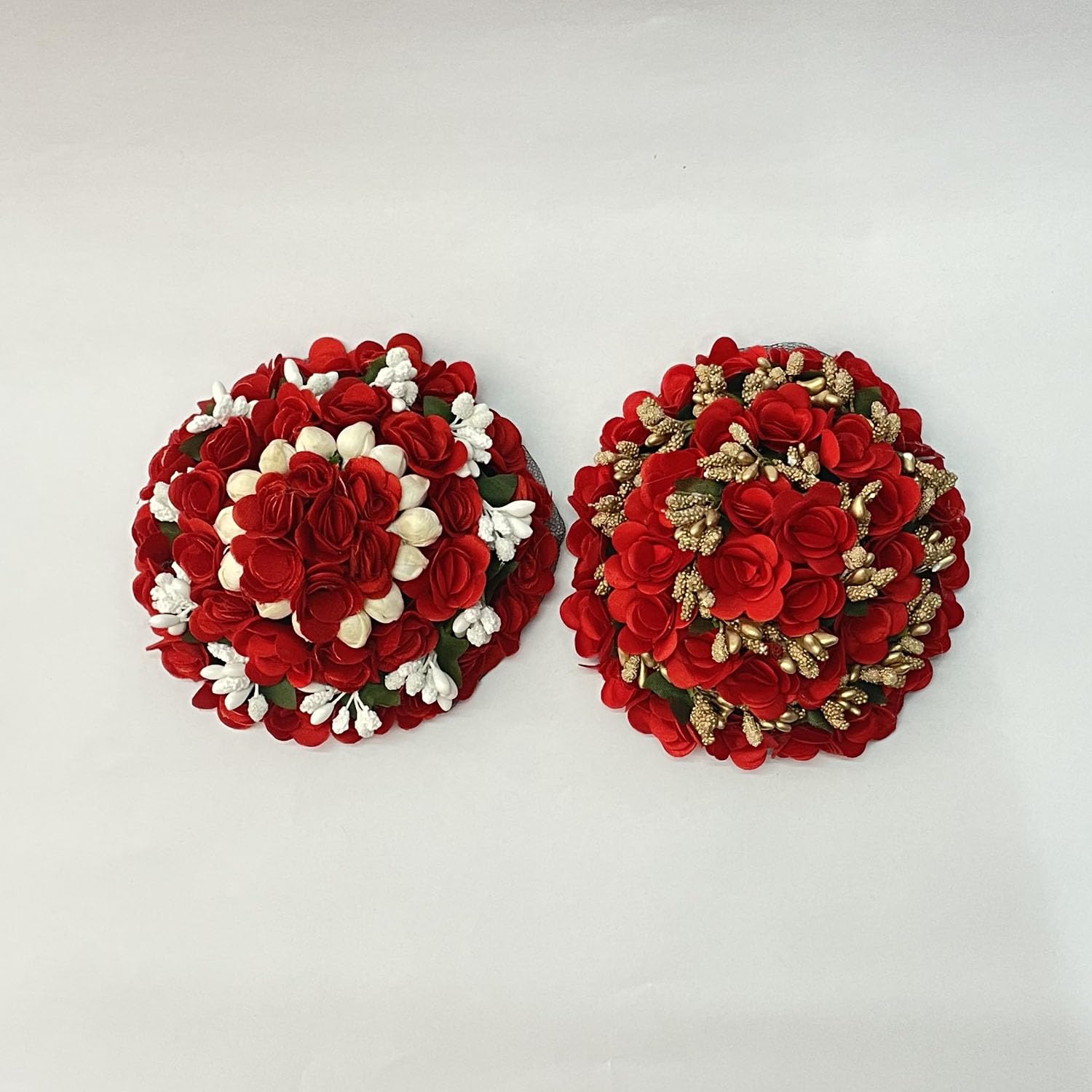 GuruEmbelish Bun Juda Gajra Maker - Floral Hair Accessories for Women & Girls (Red, Pack of 2) | Perfect for Weddings, Parties & Traditional Indian Outfits
