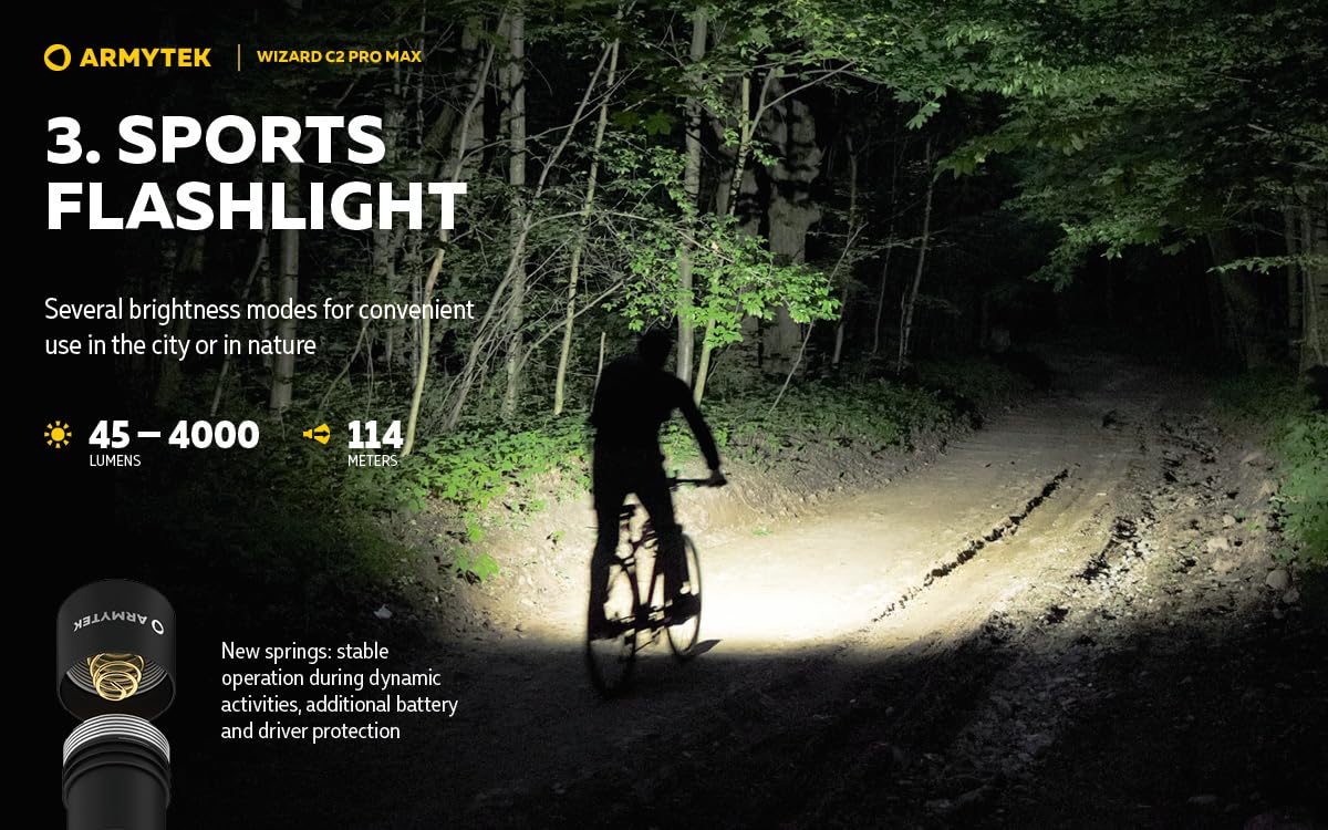 Armytek Wizard C2 Pro Max USB Rechargeable LED Headlamp - 4000 Lumens, Waterproof, for Camping, Hiking & Outdoor Adventures
