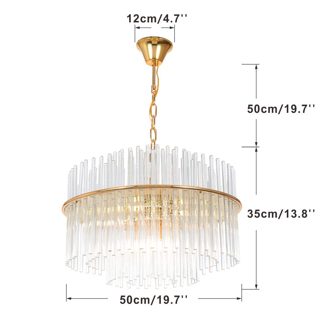 BOKT 10-Light Large Crystal Chandelier - 50cm Modern Raindrop Pendant Lighting Fixture for Kitchen Island, Farmhouse, Bedroom & Living Room | Elegant Dining Room Decor & Wedding Venue Lighting (19.7 Inches)
