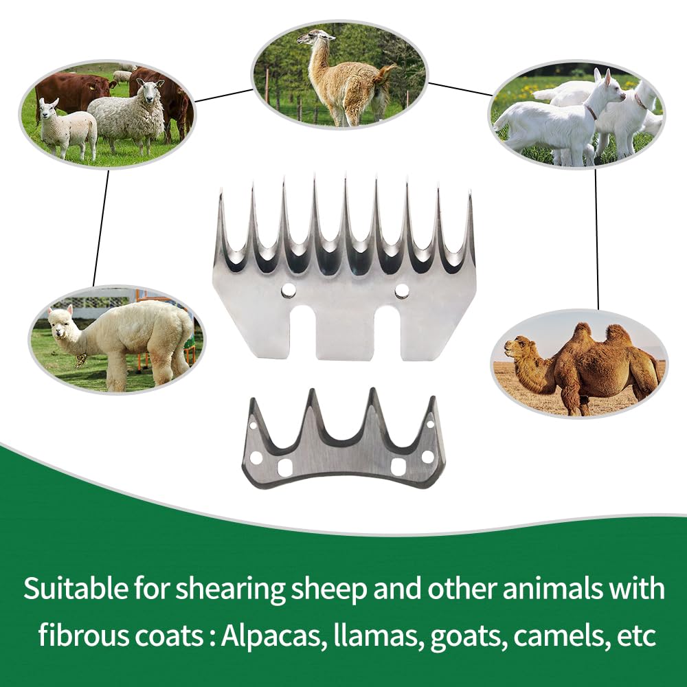 Professional 9-Tooth Sheep Shearing Comb & Cutter Blade Set - Heavy Duty Straight Blade for Sheep, Alpaca, Goats - Essential Farm & Livestock Grooming Tool for Wool Harvesting & Animal Care