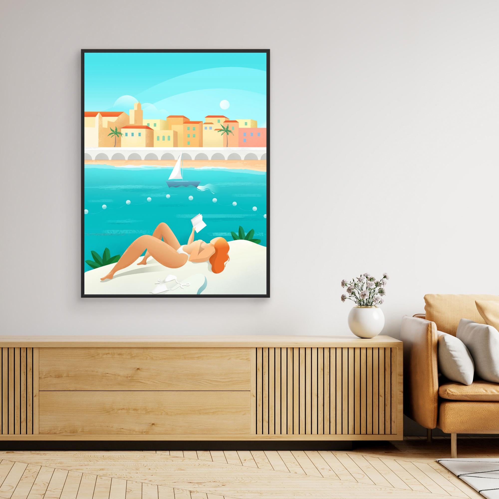 Stunning Canvas Print - Cote d'Azur by Petra Lizde - Coastal Wall Art for Living Room, Bedroom & Office Decor