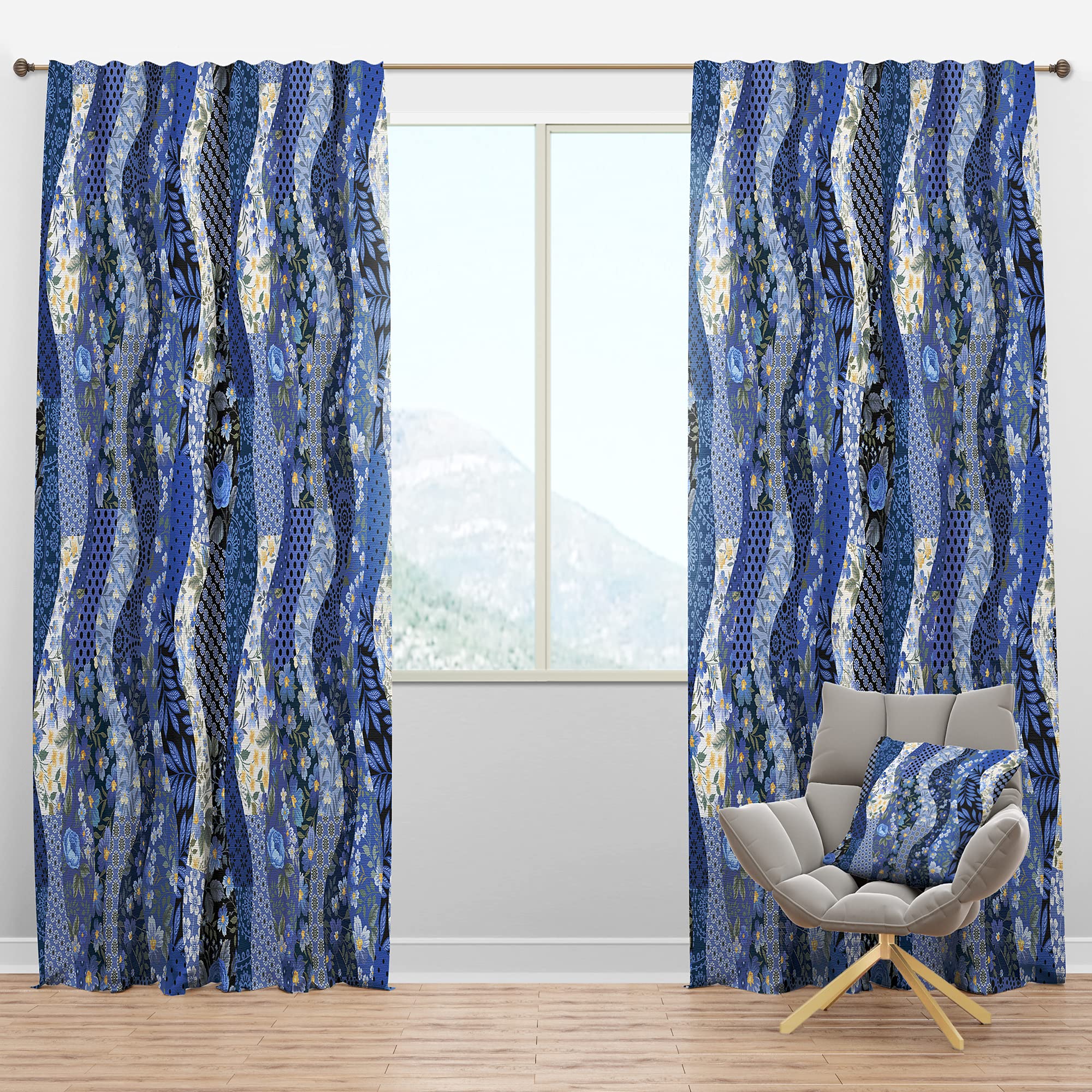 DesignQ Blackout Curtains - Thermal Insulated Patchwork Rose Pattern Window Drapes for Bedroom & Living Room (52x84, Single Panel) - Perfect for Light Blocking, Privacy & Energy Efficiency