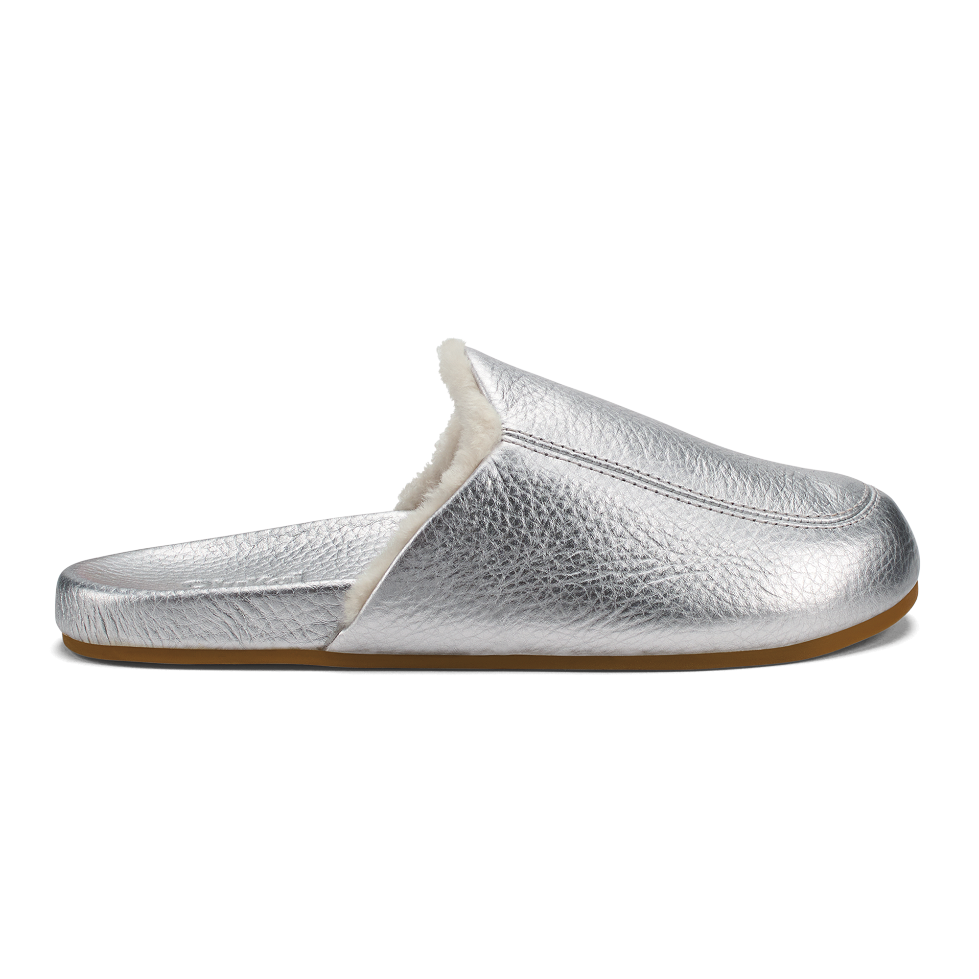 Konea Women's Leather Mules Slip-On Shoes - Silver Comfortable Loafers for Casual Wear, Office & Home