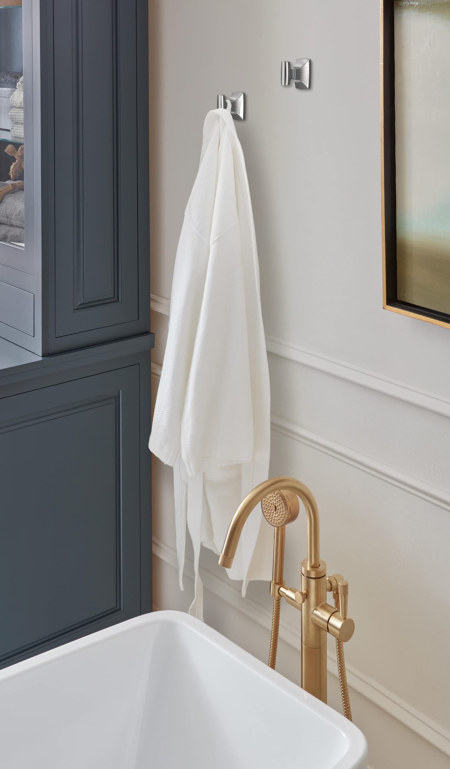 Amerock BH3601026 Chrome Single Robe Hook - 2-5/8 Inch (67mm) Bathroom Towel Holder - Highland Ridge Collection - Durable Bathroom Hardware & Accessories - Perfect for Hanging Robes, Towels & Clothes in Bathrooms, Spas & Bedrooms