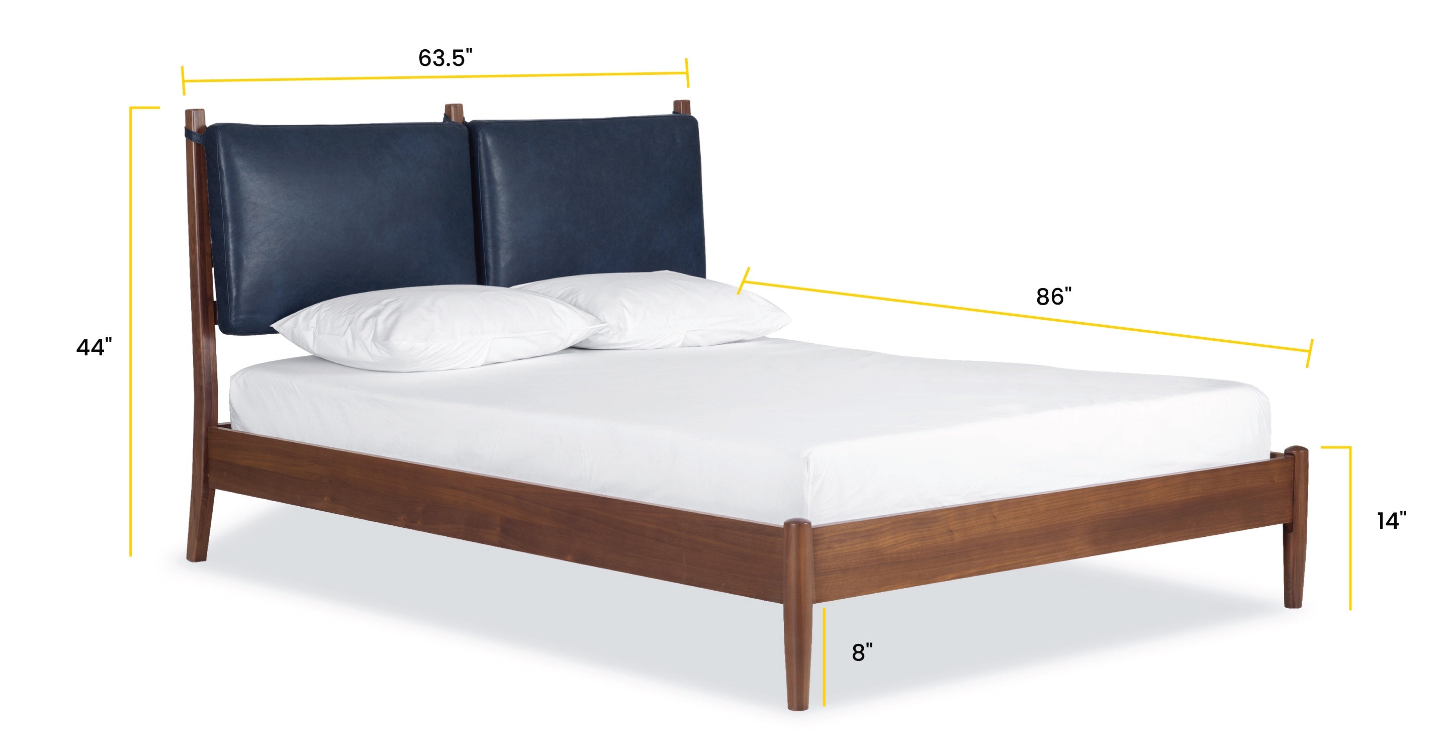 Luxury Truro Bed Frame with Premium Leather Cushions - Queen Size Modern Platform Bed for Master Bedroom, Guest Room & Home Decor