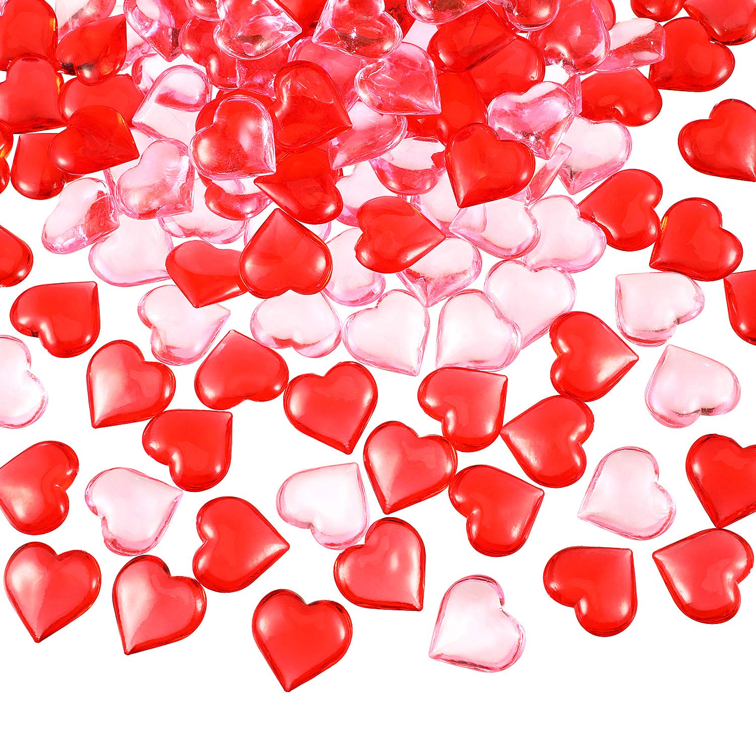 160-Piece Acrylic Heart Decorations for Valentine's Day - 0.9 Inch Red & Pink Heart Ornaments for Vase Fillers, Table Scatter, Wedding Centerpieces, Party Decorations, and DIY Crafts