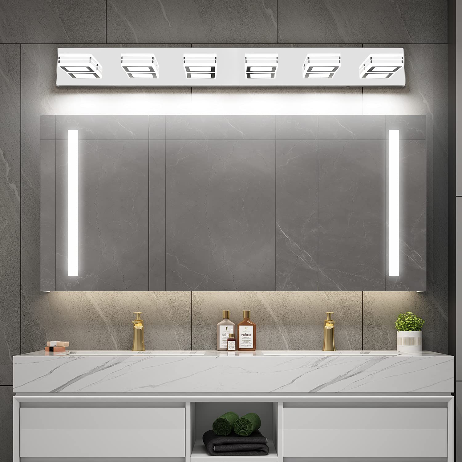 SOLFART 6-Light LED Vanity Mirror Light Fixture - Chrome Finish Bathroom Lighting for Makeup & Shaving - Perfect for Bathroom, Dressing Room & Salon Use