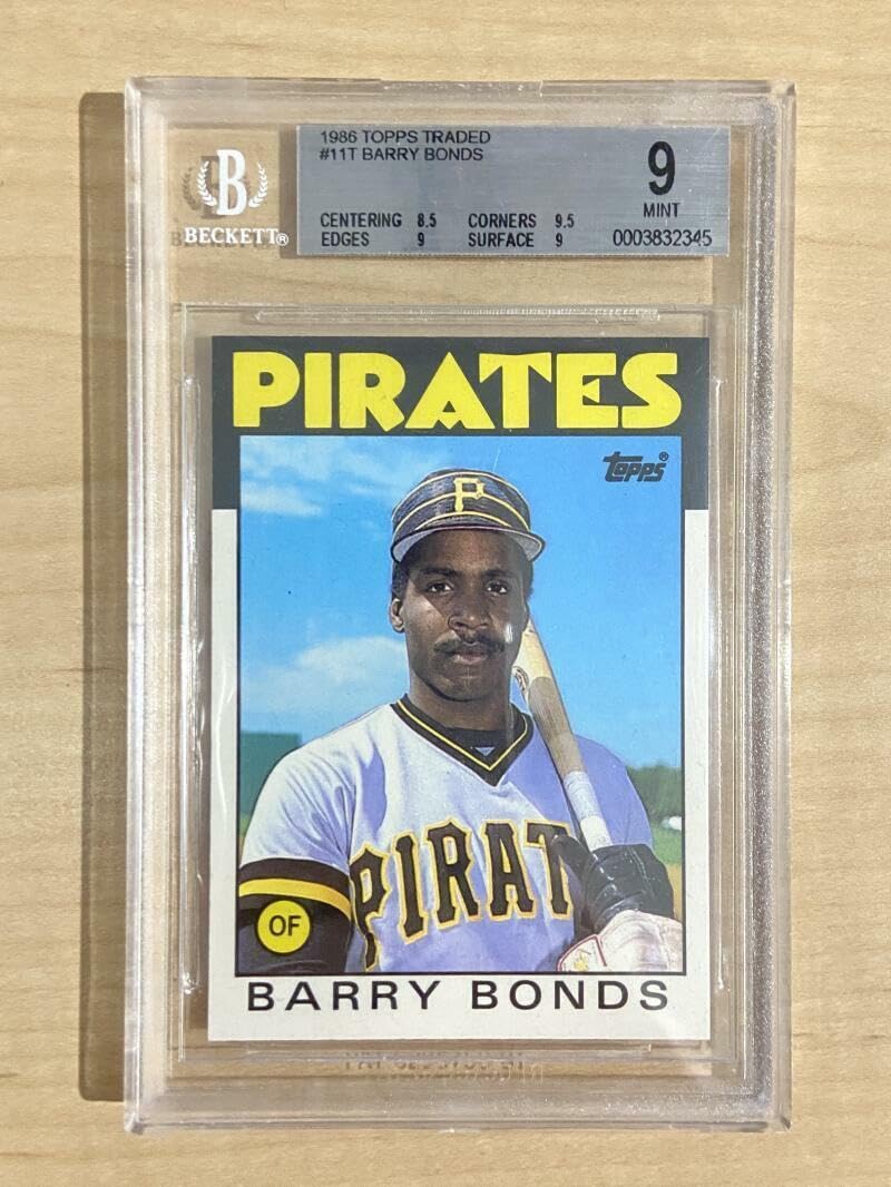 1986 Topps Traded Barry Bonds Rookie Card #11T PSA 9 Mint - Pittsburgh Pirates Baseball Trading Card for Collectors & Sports Memorabilia Enthusiasts - Perfect for Display, Investment & Gift Giving