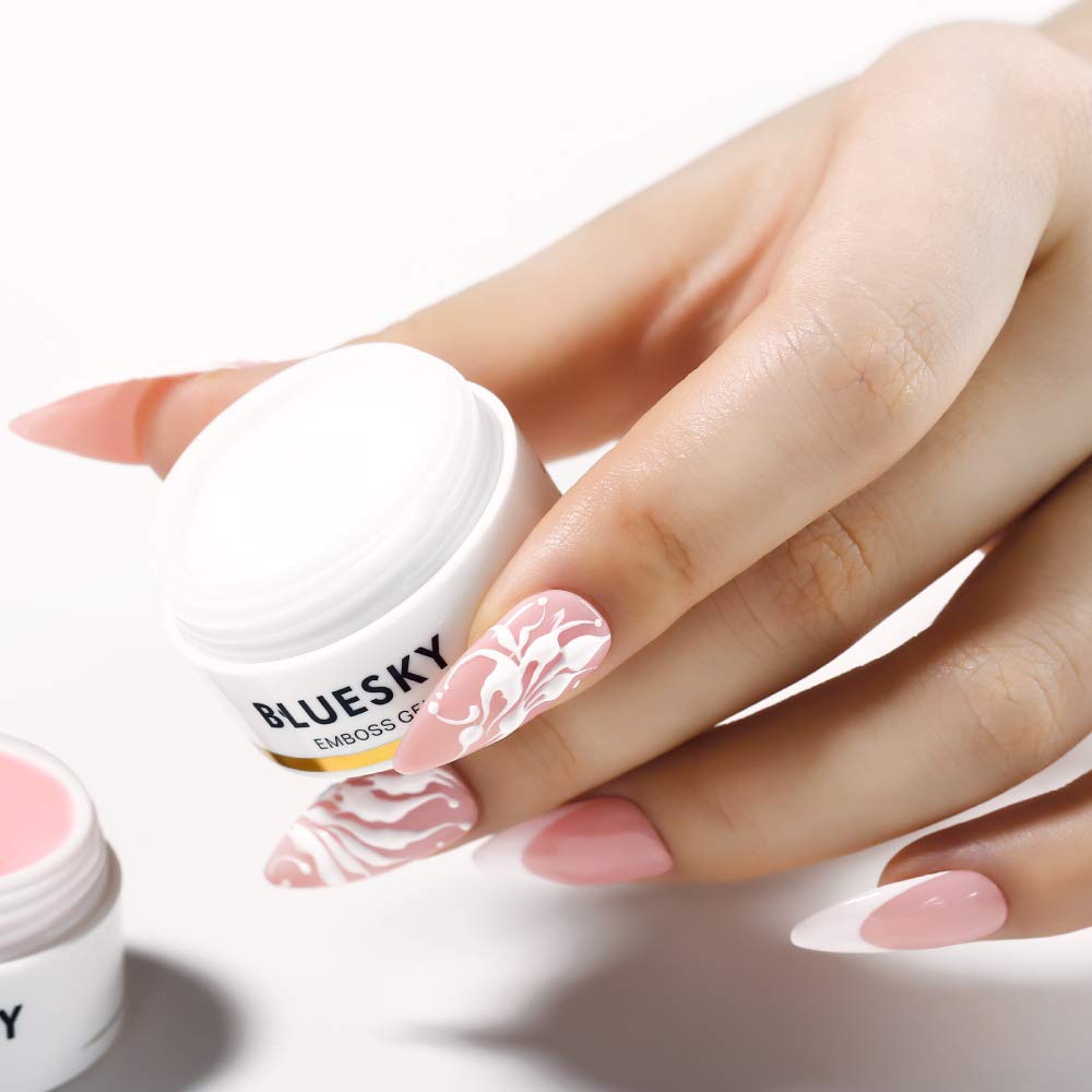 Bluesky UV Gel Emboss Carving Gel for Nail Art - White 02 (8ml) | Professional Nail Design & 3D Sculpting | Requires UV/LED Lamp Curing | Perfect for Salon, Home Manicure & Nail Art Enthusiasts