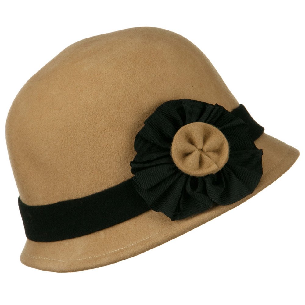 Wool Felt Cloche Hat with Floral Detail for Winter Fashion