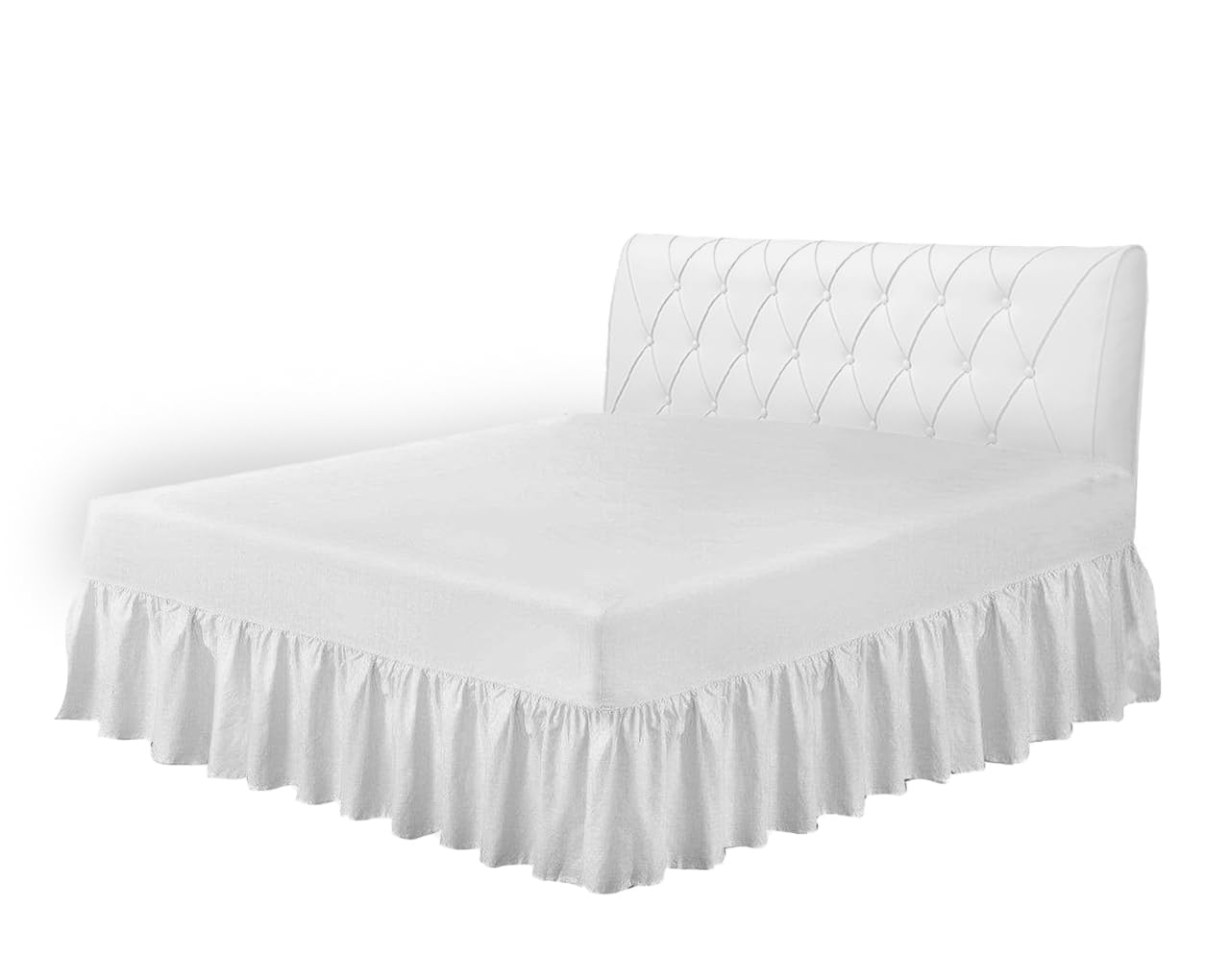 Premium White Easy Care Valance Super King Size Fitted Sheets - Ultra Soft Cotton Polyester Blend Bed Skirt for Luxurious Comfort | Perfect for Master Bedrooms, Guest Rooms & Hotel Decor