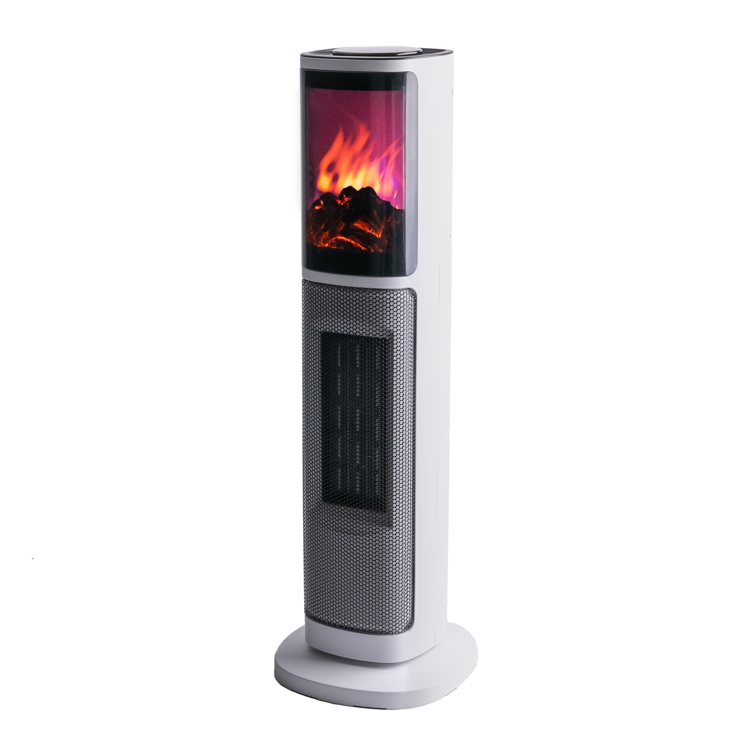 Comfort Zone 3D Flame Electric Space Heater - 25 Inch Indoor Portable Heater with Remote Control, 8H Timer, 75° Oscillation & Adjustable Thermostat | Overheat Protection | Perfect for Bedroom, Office & Living Room Heating