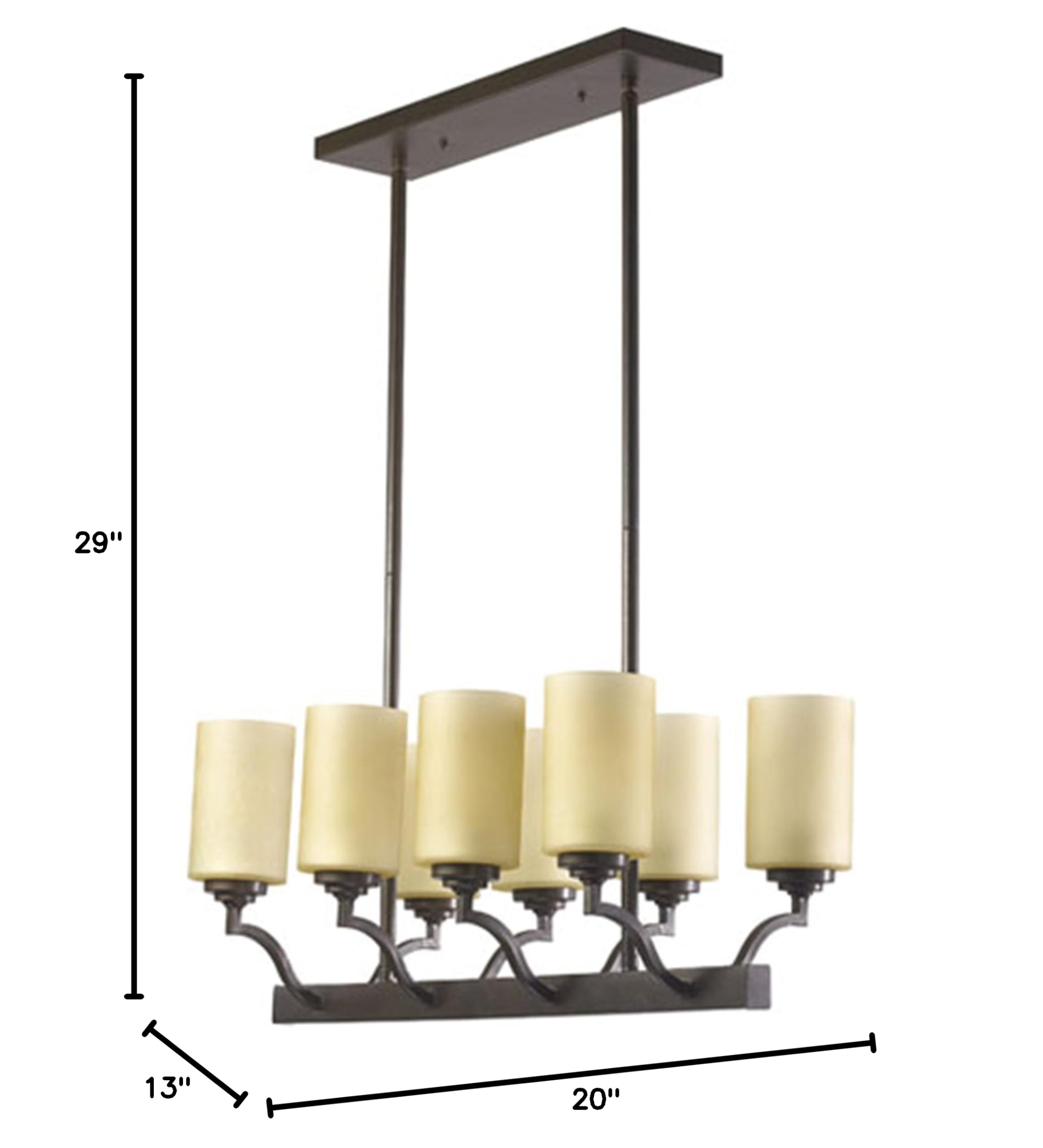 Quorum International 6596-8-86 Atwood Collection 8-Light Island Chandelier - Oiled Bronze Finish with Amber Scavo Glass Shades - Perfect for Kitchen Islands, Dining Rooms, and Open Concept Living Spaces