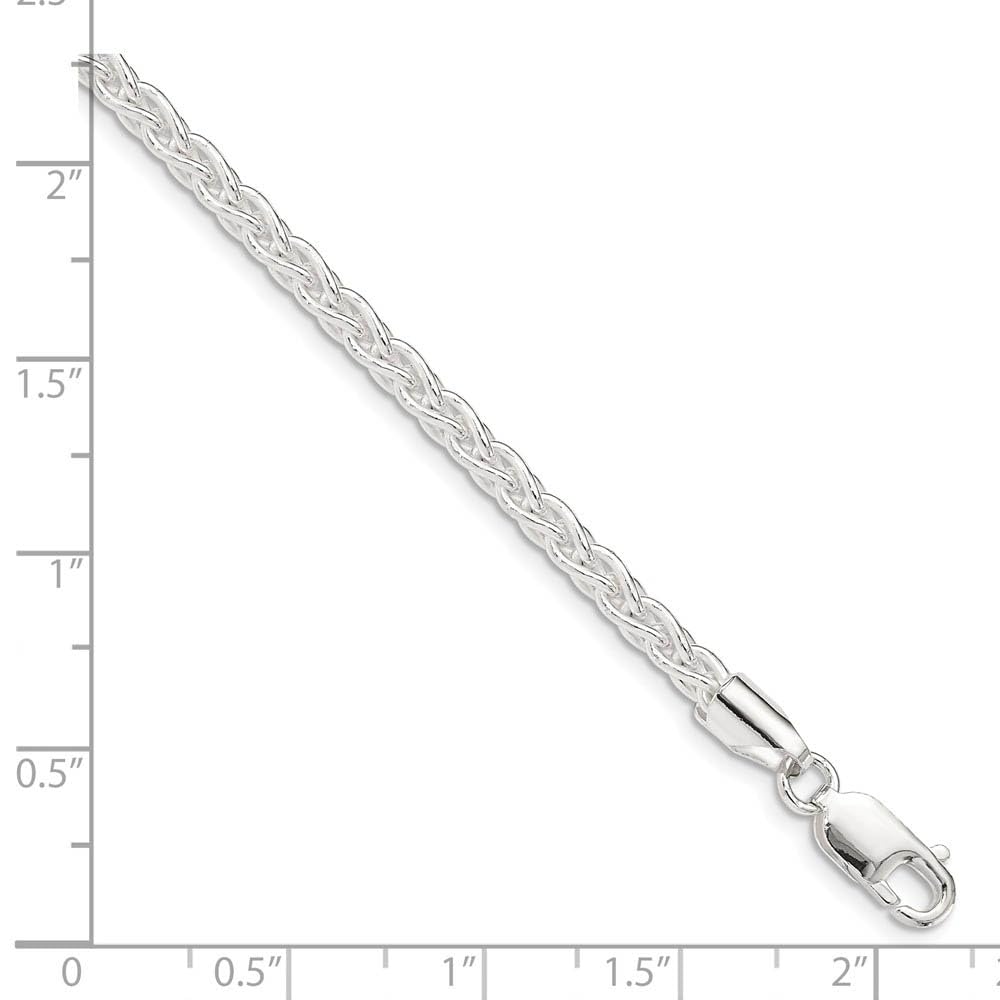 3.7mm Sterling Silver Solid Round Spiga Chain Necklace - Elegant Black Bow Pendant for Women | Perfect for Gifts, Parties & Everyday Wear