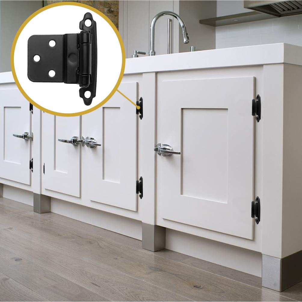 10-Pack ANGSTROM Partially Exposed Cabinet Hinges - 180° Self-Closing, Surface Mount 3/8