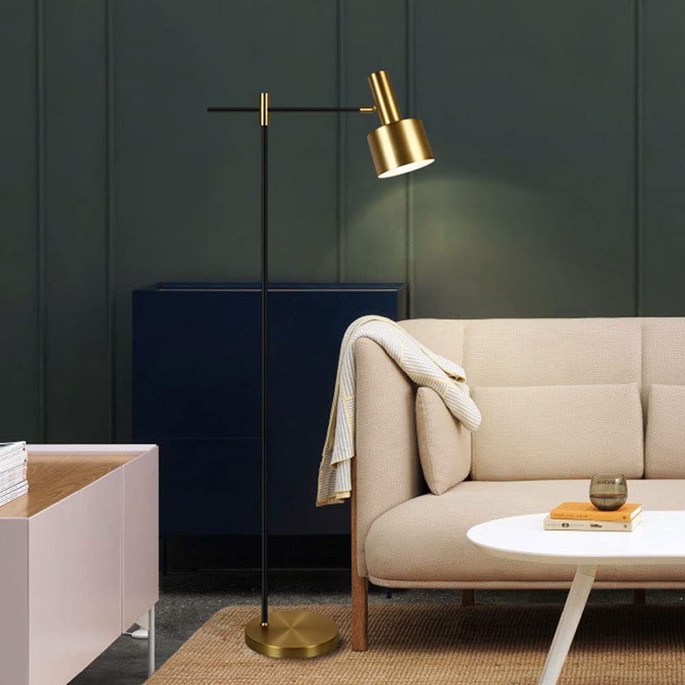 Modern Gold LED Floor Lamp - Eye-Care Vertical Standing Light with Industrial Metal Design, E27 Socket for Living Room & Bedroom | Perfect for Reading, Relaxing & Home Decor Lighting