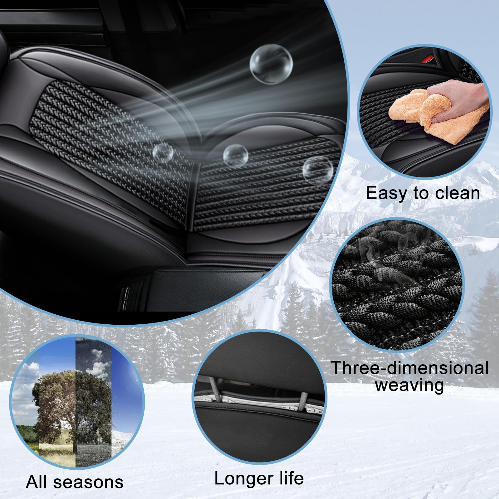 TTX LIGHTING Breathable Car Seat Covers for Jeep Gladiator 2020-2025 - Premium Leather & Ice Silk Material, Waterproof Front Seat Protectors (Black) | Perfect for Off-Road Adventures & Daily Commutes