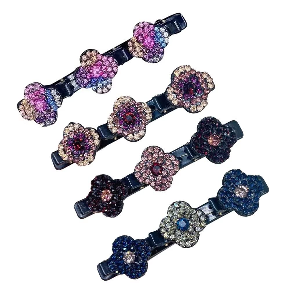 Sparkling Rhinestone Hair Clips for Women - Elegant Flower Hairpins for Styling