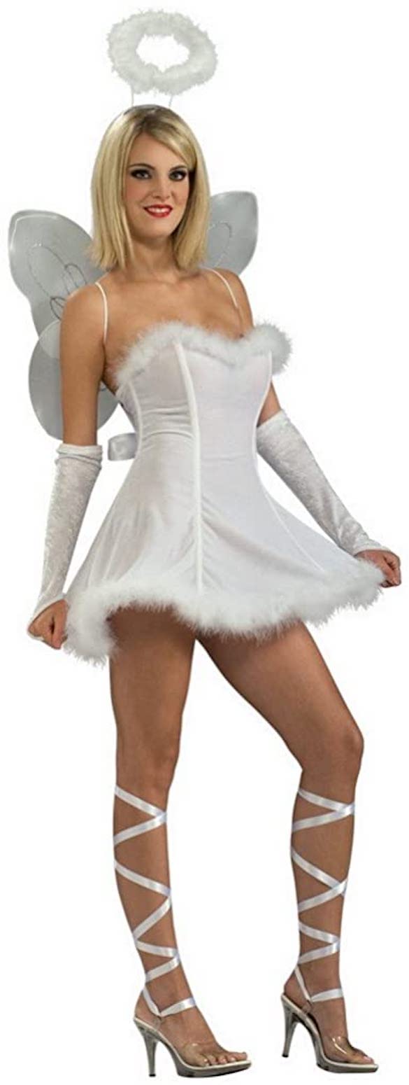 Secret Wishes Women's Angel of Innocence Costume - White Feather Winged Halloween Dress for Cosplay, Party & Fantasy Events