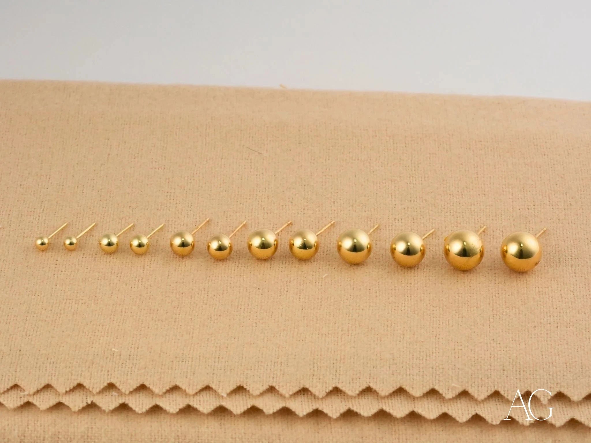 18K Gold Ball Stud Earrings - Classic Elegance Jewelry for Women, Perfect for Weddings, Parties & Everyday Wear