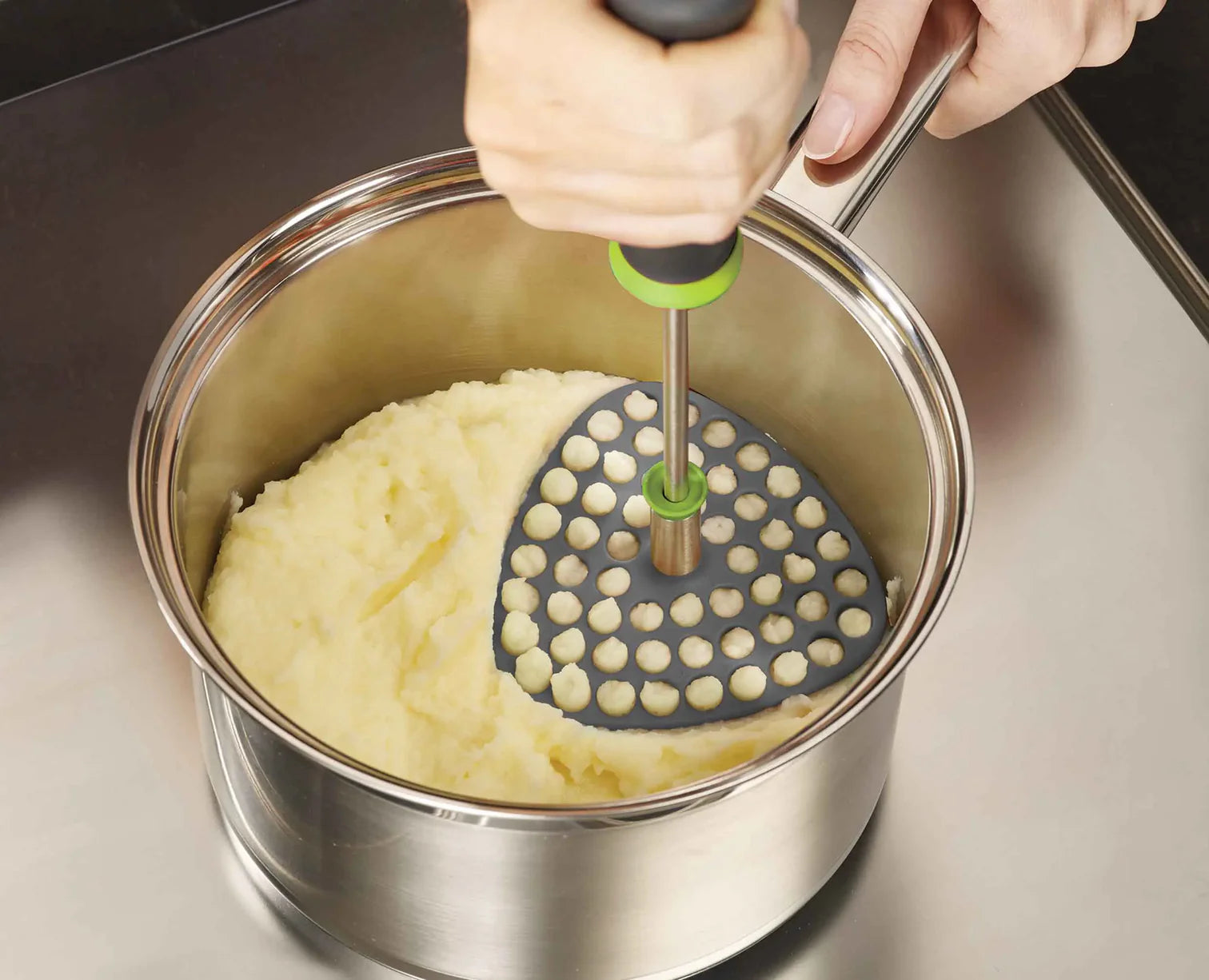 Delta Green Potato Masher - Heavy Duty Stainless Steel Potato Ricer & Masher for Smooth Mashed Potatoes, Perfect for Thanksgiving, Family Dinners & Home Cooking