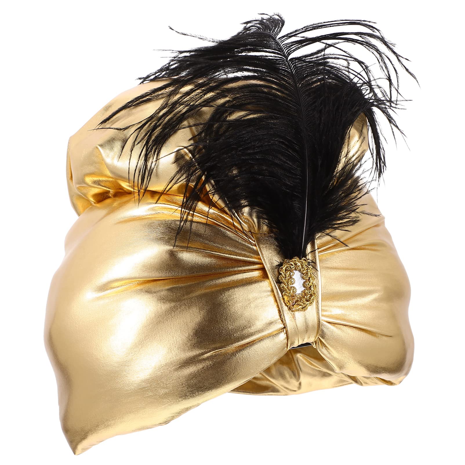 Vintage Wizard Hat with Metallic Arabian Head Wrap - Golden Sultan Turban Costume for Halloween, Cosplay, Masquerade & 90s Theme Parties | Perfect for Dress-Up, Role Play & Festival Decorations