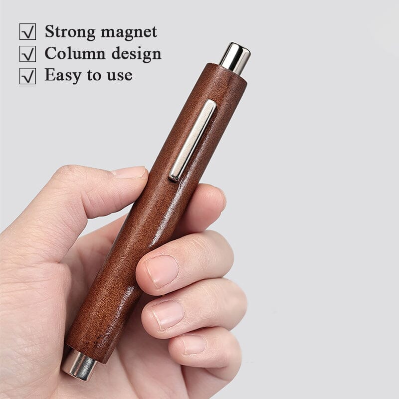 3-in-1 Magnetic Stick with Brown Handle - Cylindrical Design for Kitchen, Workshop & DIY Projects - Strong Magnet for Tools, Screws & Metal Objects