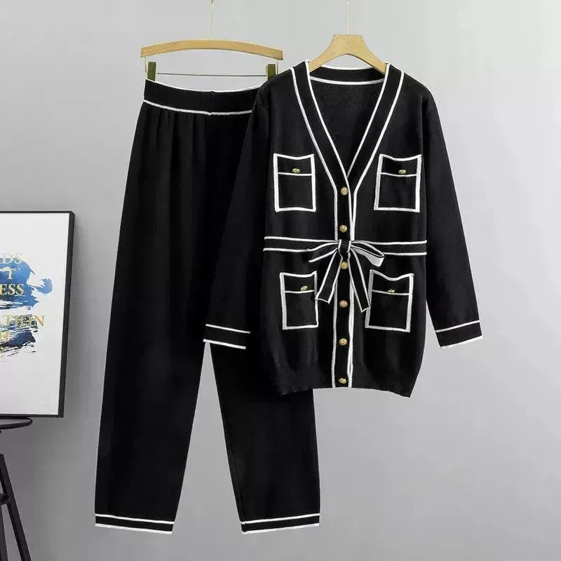Comfortable Women's Casual Twill Two Piece Outfit Set - Lounge Wear, Travel & Everyday Fashion