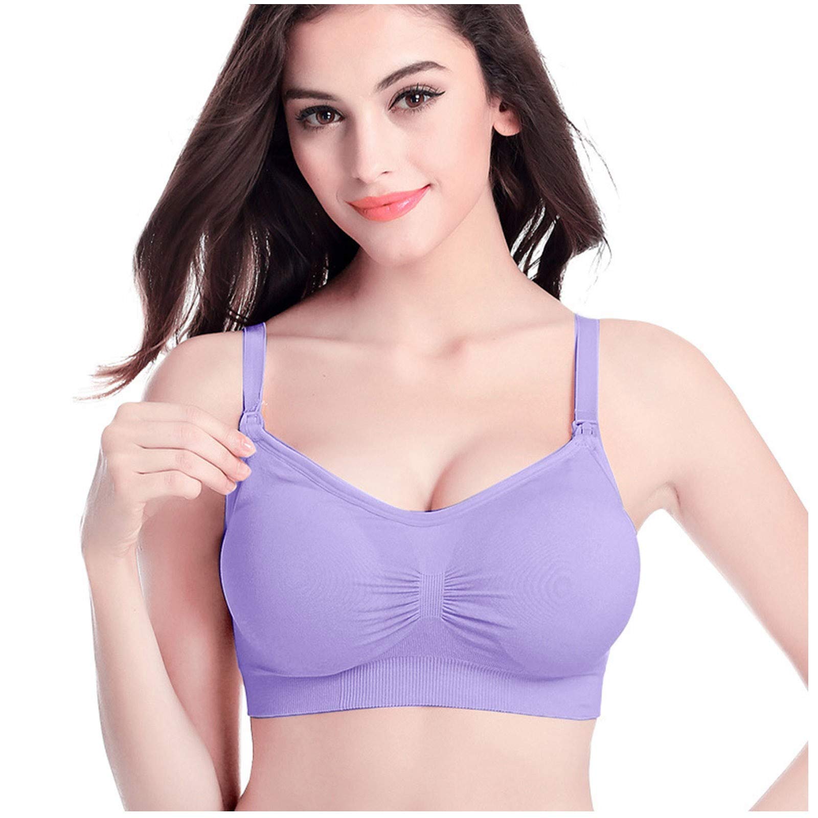 Women's Seamless Built-in Bra Tank Tops - 3 Pack Maternity Nursing Tops for Pregnant & Breastfeeding Moms - Soft Stretch Cotton Comfort Wear for Yoga, Sleeping & Everyday Use