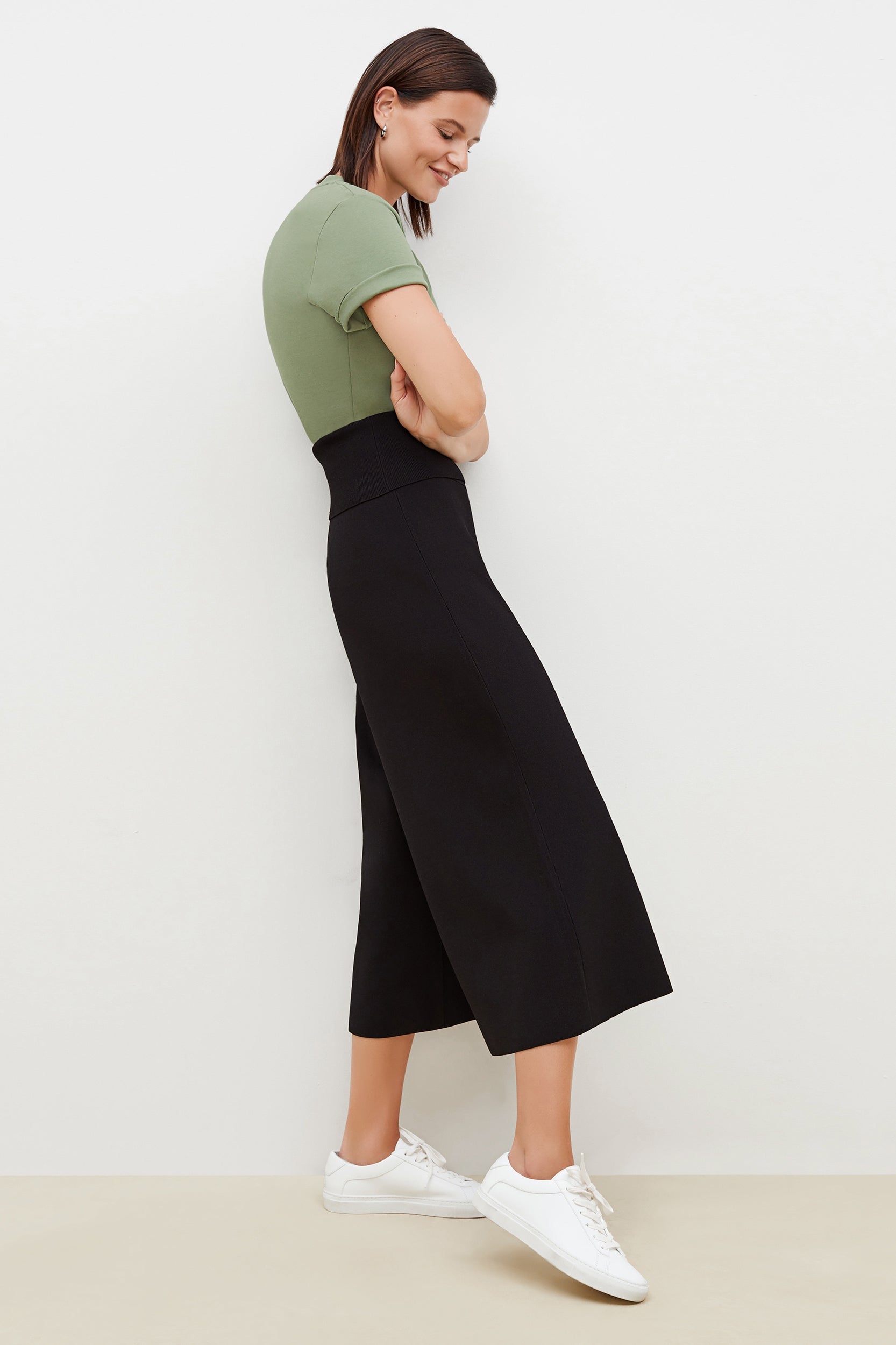 Rogala Stretch Culotte Jumpsuit & Knit Cardigan Set in Black | Comfortable Lounge Wear for Women | Perfect for Yoga, Travel, and Casual Outings