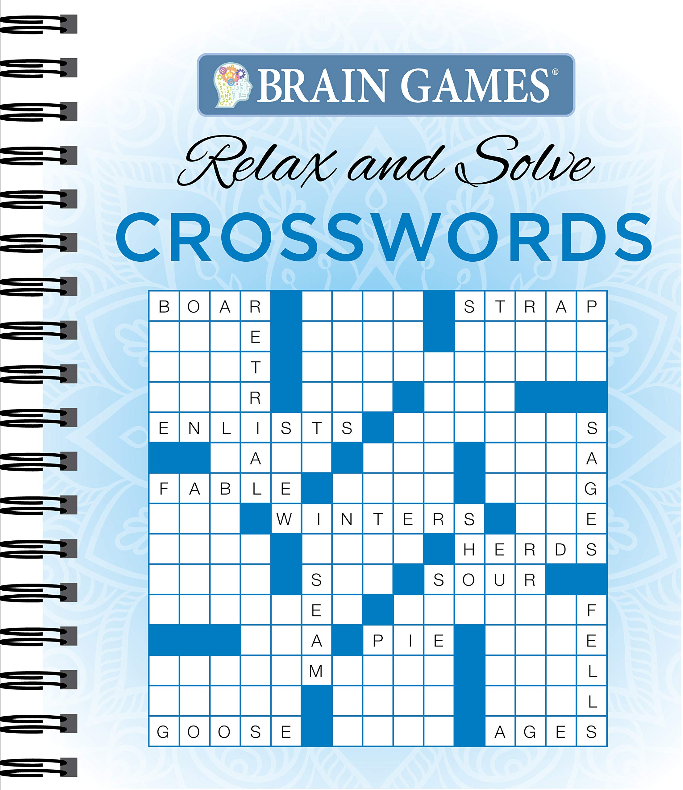 Brain Games - Relax and Solve: Blue Crossword Puzzle Book for Adults | Stress Relief & Mental Exercise | Perfect for Travel, Commuting & Coffee Breaks