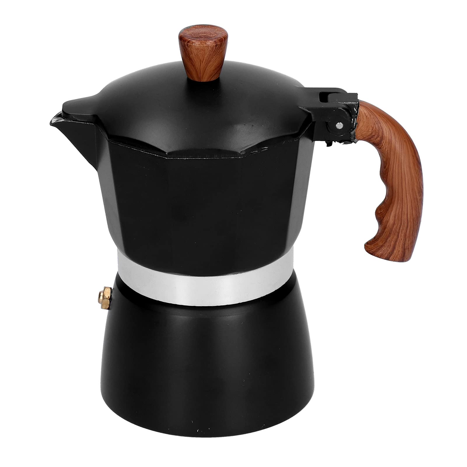 Alvinlite Aluminum Alloy Moka Pot Coffee Maker - 150ml (5oz) Stovetop Espresso Brewer with Heat Insulation Handle for Home, Office & Camping - Perfect for Italian Coffee Lovers & Outdoor Enthusiasts