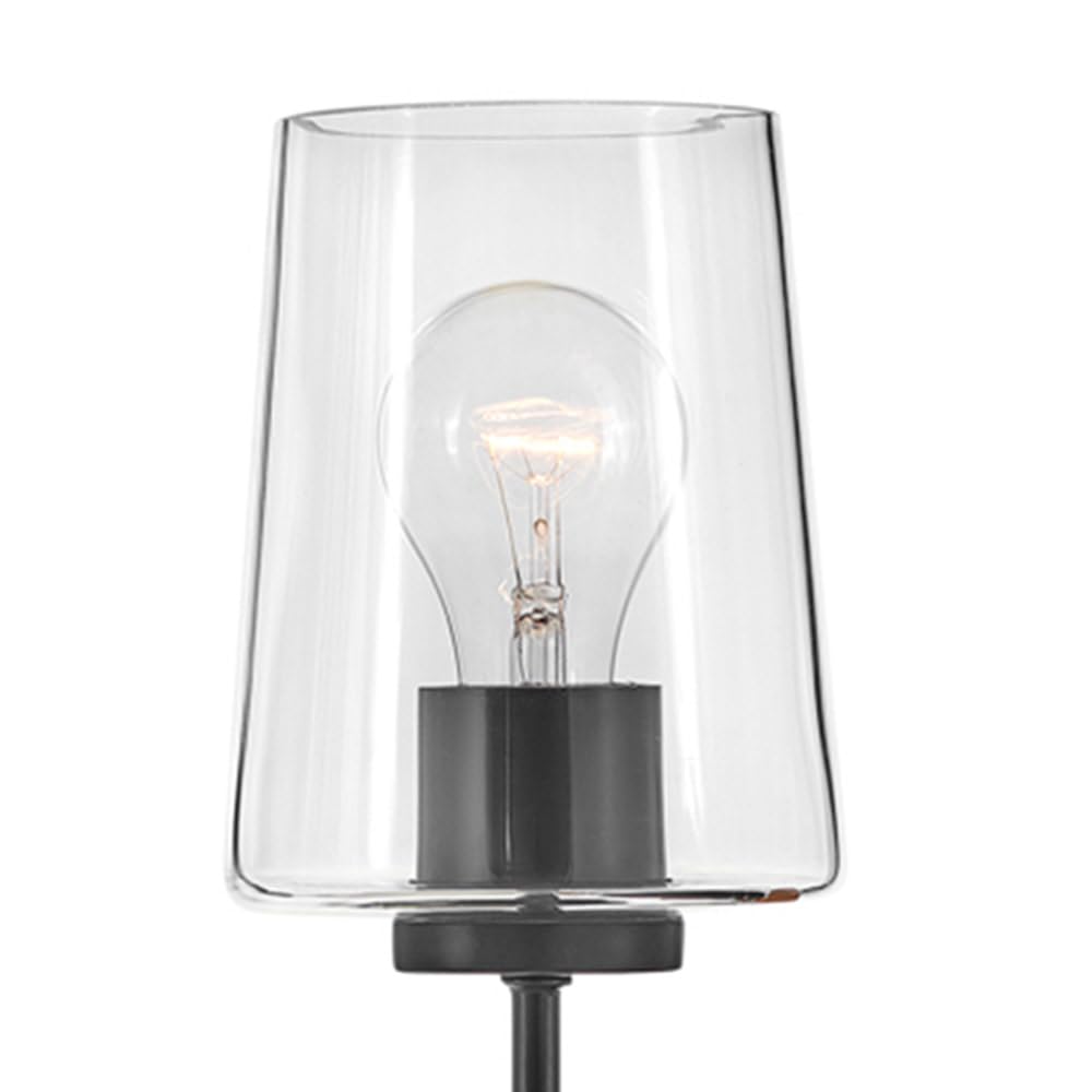 Lark Kline 83450BK Modern Black Wall Sconce - Minimalist Tall Single Light Fixture with Tapered Clear Glass Shade for Bedroom, Living Room, Hallway Lighting
