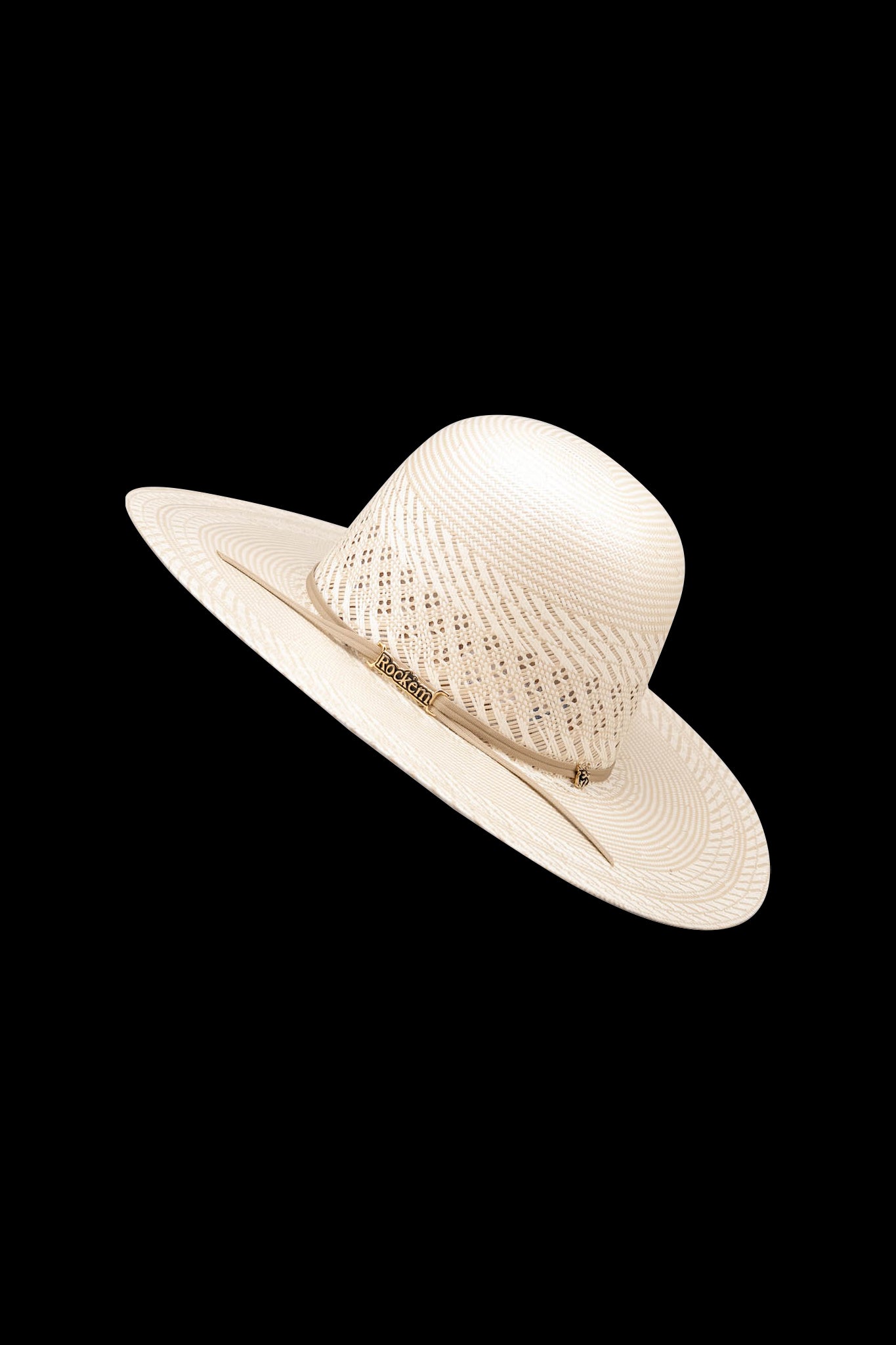 Rock'em 100X Buckaroo Breeze Open Crown Straw Cowboy Hat for Men - Western Rodeo, Outdoor Ranch Work & Summer Sun Protection