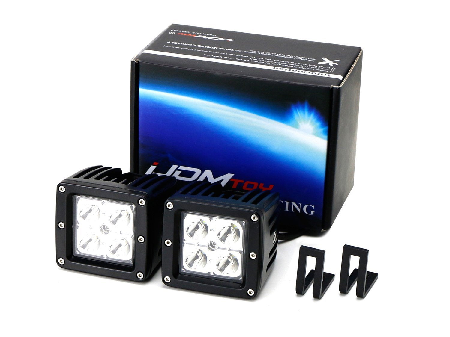 40W LED Pod Lights with Rear Bumper Foot Step Bracket & Wiring Kit - Compatible with 2015+ Chevy Silverado & GMC Sierra Trucks - Perfect for Off-Roading, Camping & Night Driving