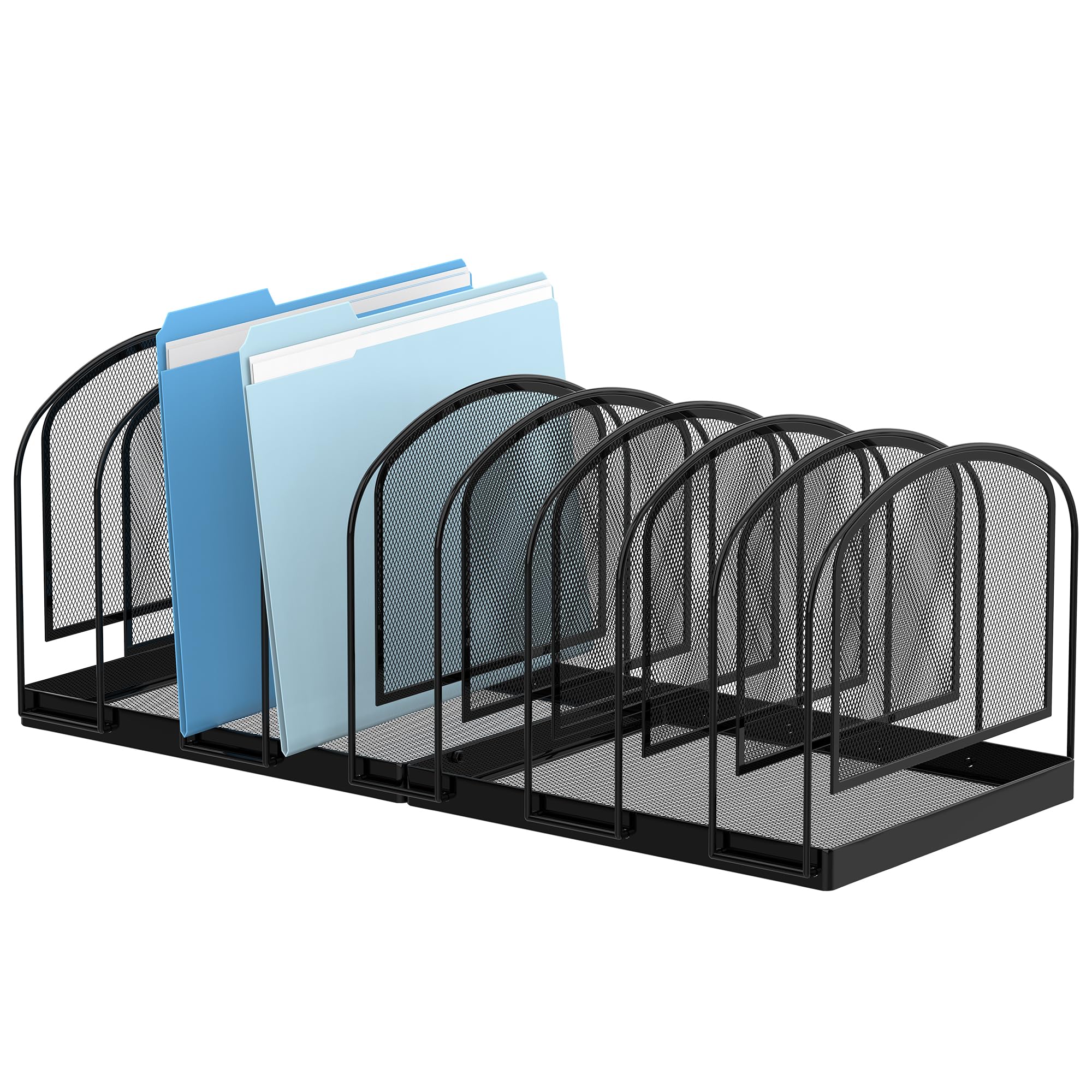 SUPEASY 9-Section Mesh File Organizer for Desk - Upright Document Holder, Office File Sorter & Desk Organizer for Home, School, Office - Perfect for Bills, Papers, Folders & Mail Organization (Black)