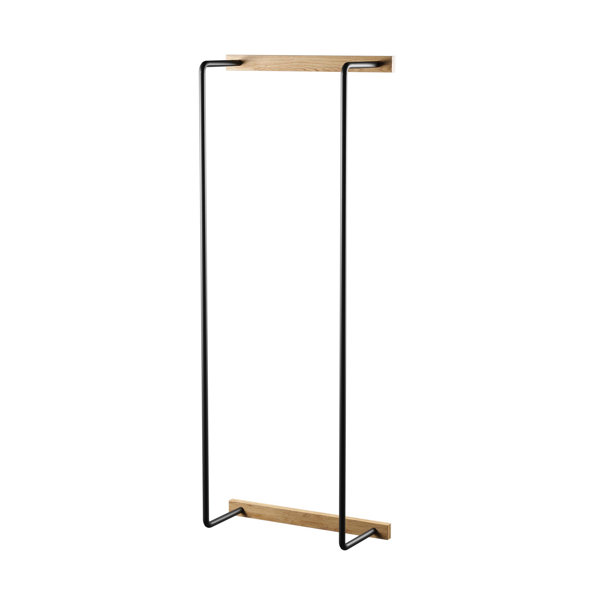 EKTA LIVING Wooden Towel Rack with Black Metal Frame - Oiled Oak Bathroom Towel Holder for Bath, Kitchen & Laundry Room Organization
