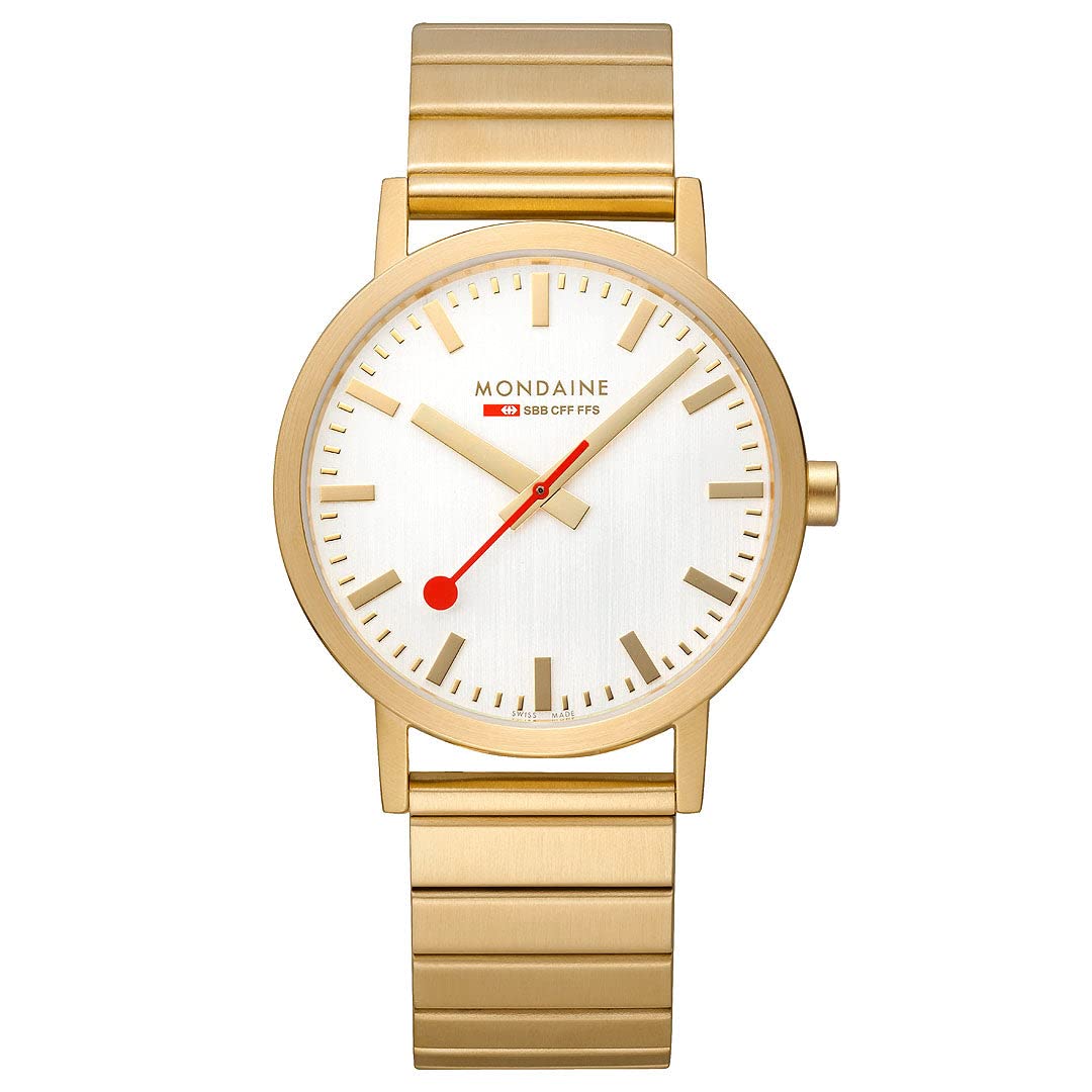 Mondaine Classic Official Swiss Railways Watch - Gold Plated Stainless Steel Bracelet | Swiss Made Quartz Movement | Perfect for Business, Travel & Formal Occasions