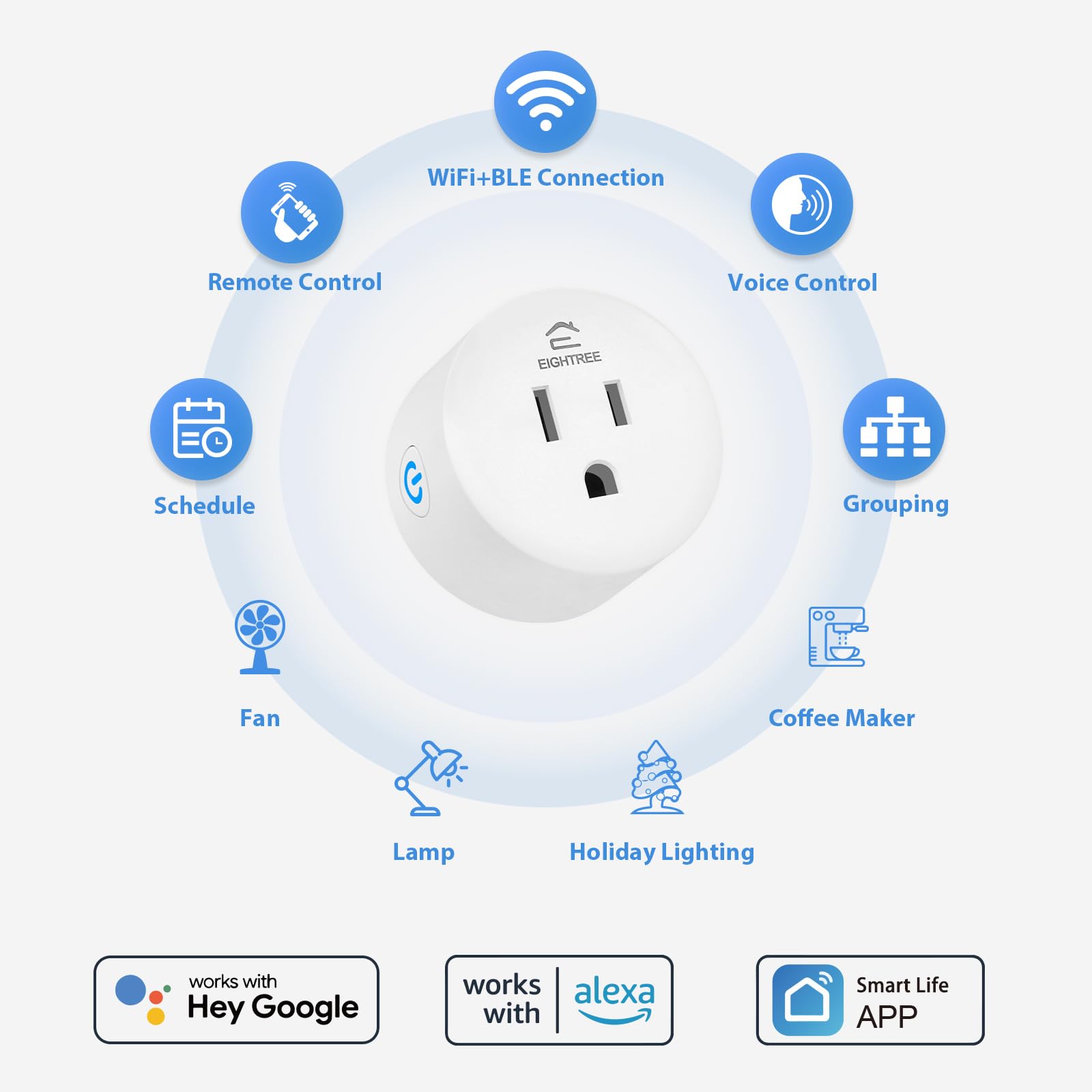 Eightree Smart Plug 5GHz & 2.4GHz WiFi Outlet - 4 Pack with APP Remote Control, Works with Alexa & Google Home - Perfect for Smart Home Automation, Energy Saving & Voice Control