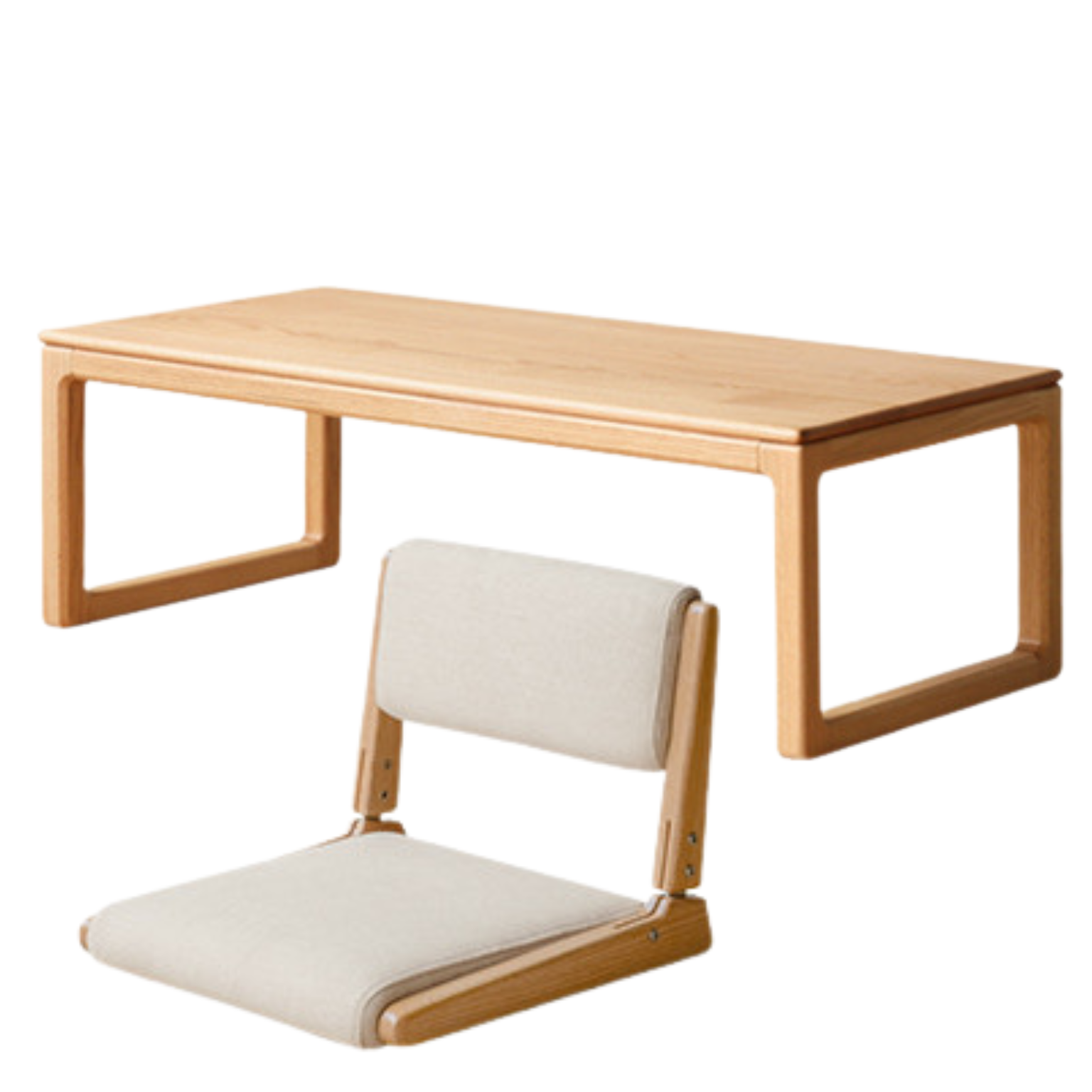 out of stock 47.2x22x16.5 inch / 120x56x42 cm / Natural Wood Color / Oak Tea Table + chair  pcs 2 Milky white